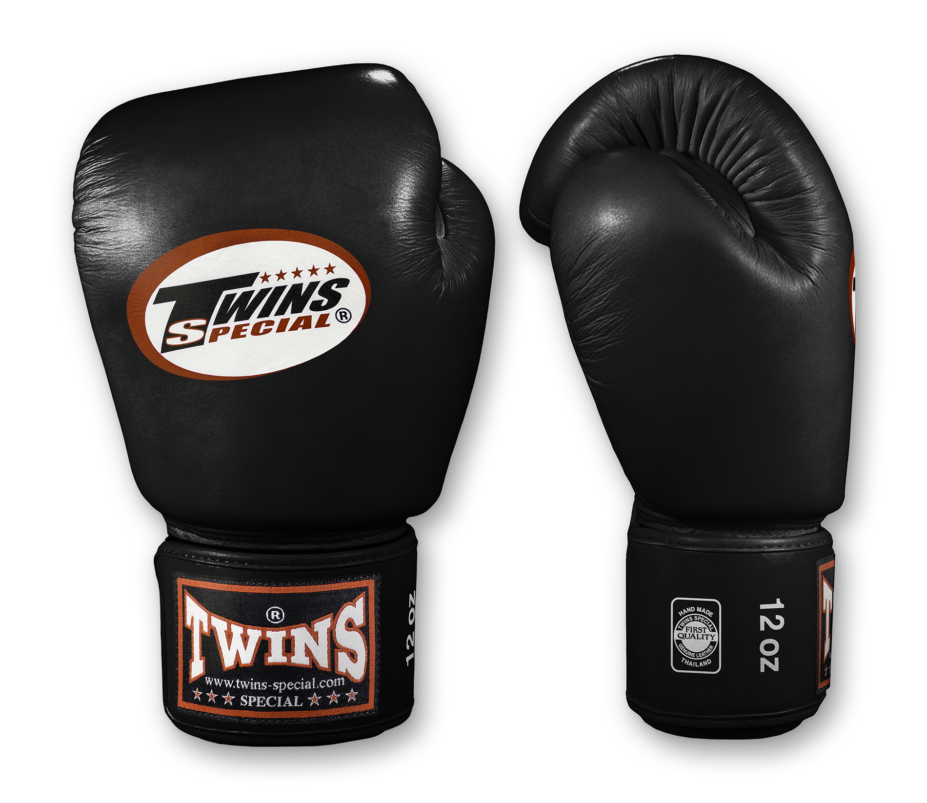 TWINS Boxing Gloves- Premium Leather w/ Velcro - Classic Tones - Black, Grey, White, Gold, Silver
