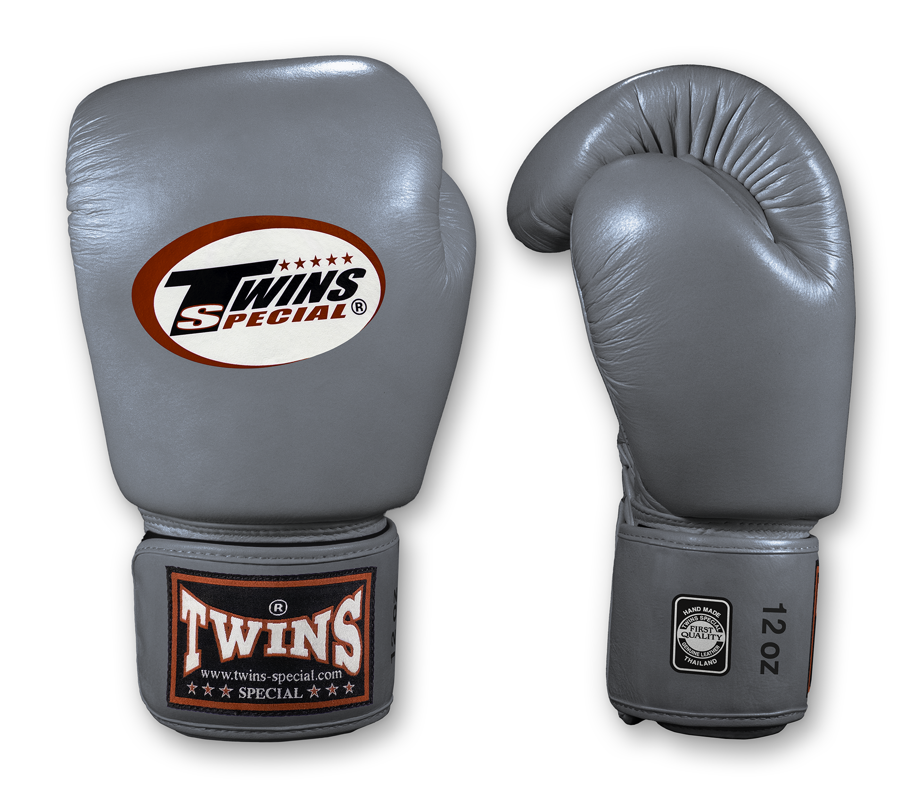 TWINS Boxing Gloves- Premium Leather w/ Velcro - Classic Tones - Black, Grey, White, Gold, Silver