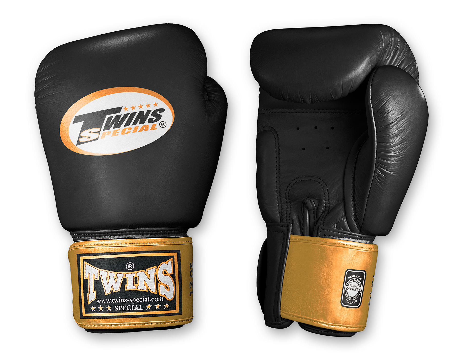 TWINS Boxing Gloves- Dual Color- 2025 Special Edition- Classic Tones- Premium Leather w/ Velcro - Black Fist, Silver, Gold, White Wrist