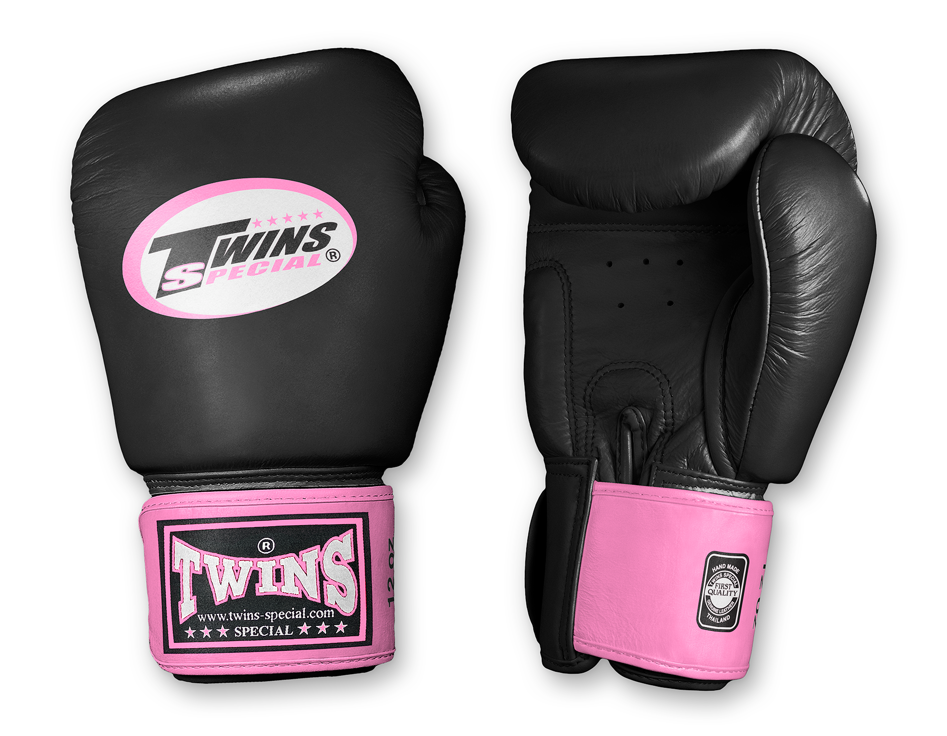 TWINS Boxing Gloves- Dual Color- 2025 Special Edition- Bright Colors- Premium Leather w/ Velcro - Black Fist, Pink, Orange, Light Blue, Yellow Wrist