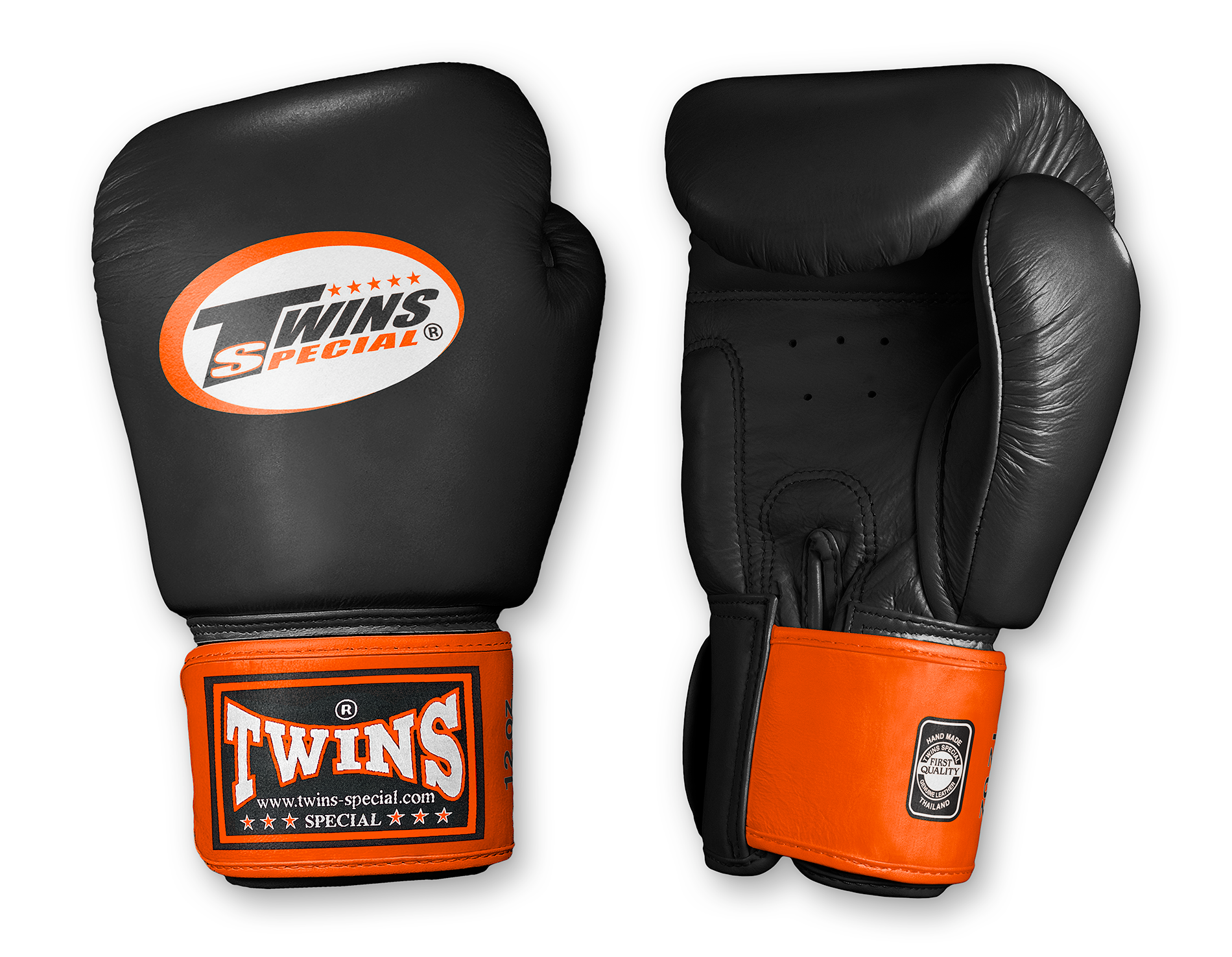 TWINS Boxing Gloves- Dual Color- 2025 Special Edition- Bright Colors- Premium Leather w/ Velcro - Black Fist, Pink, Orange, Light Blue, Yellow Wrist