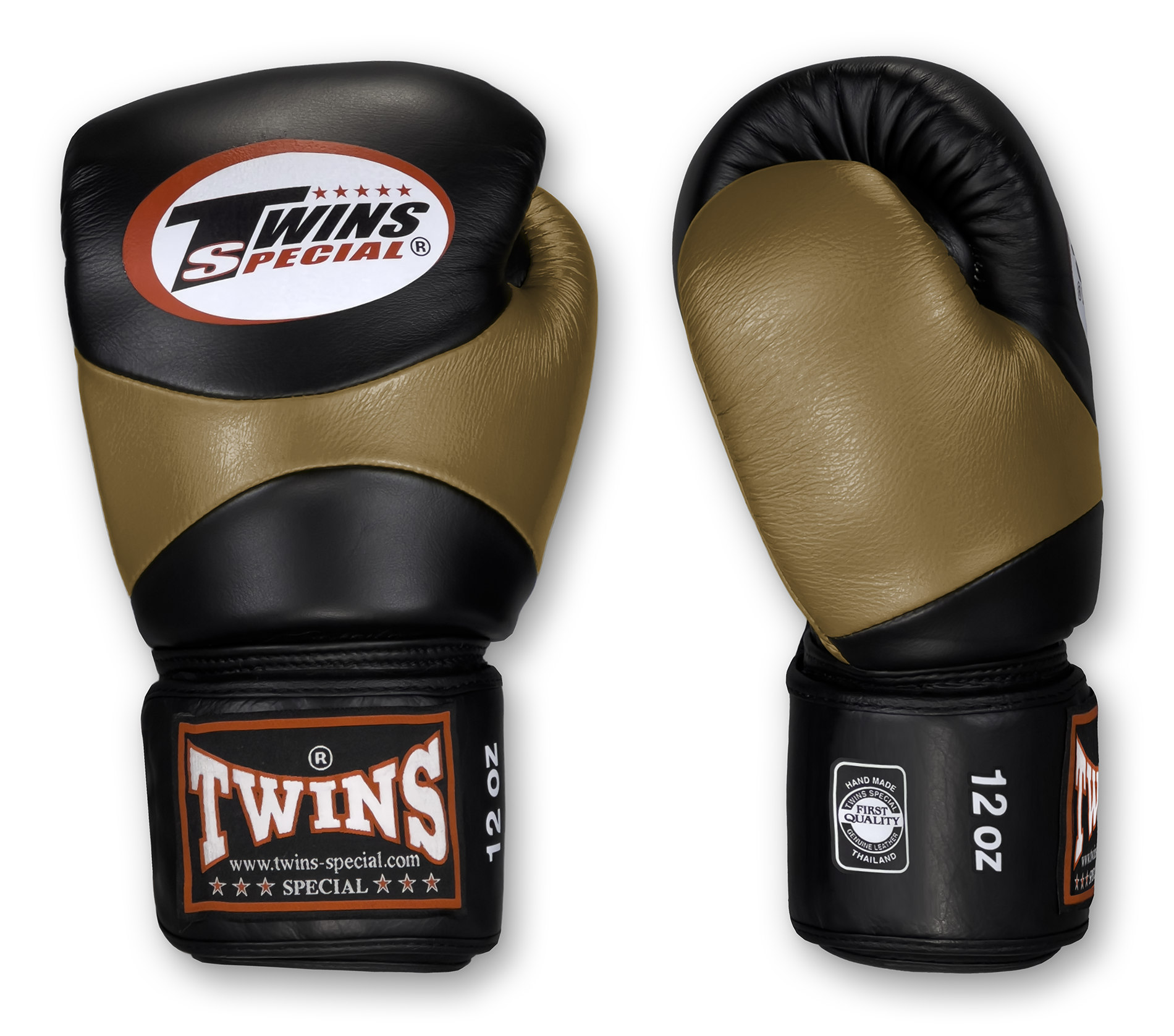 TWINS Boxing Gloves - Dual Color - Velcro - 7 - Black, Red, Blue, Brown, Lime Green, Lavender