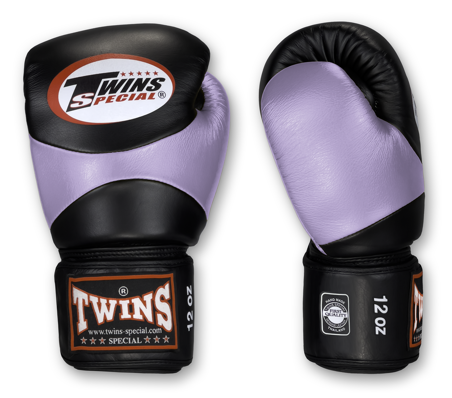 TWINS Boxing Gloves - Dual Color - Velcro - 7 - Black, Red, Blue, Brown, Lime Green, Lavender