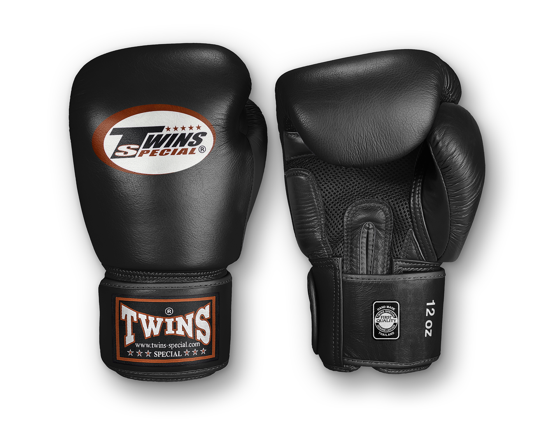 TWINS Boxing Gloves - Dual Color - Air Palm - Velcro - Black, White