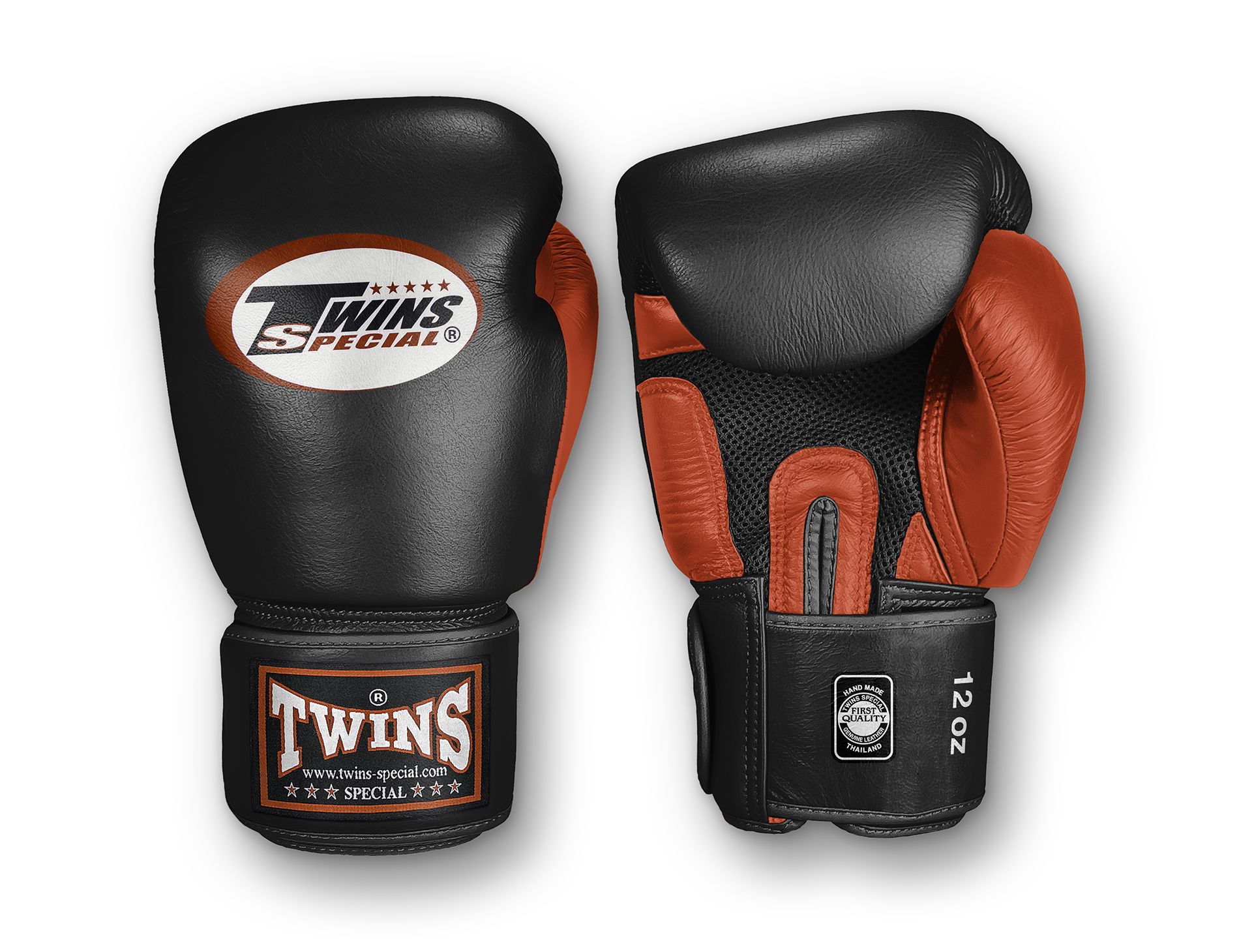 TWINS Boxing Gloves - Dual Color - Air Palm - Velcro - Black, Red, Blue, Brown, Lime Green, Lavender
