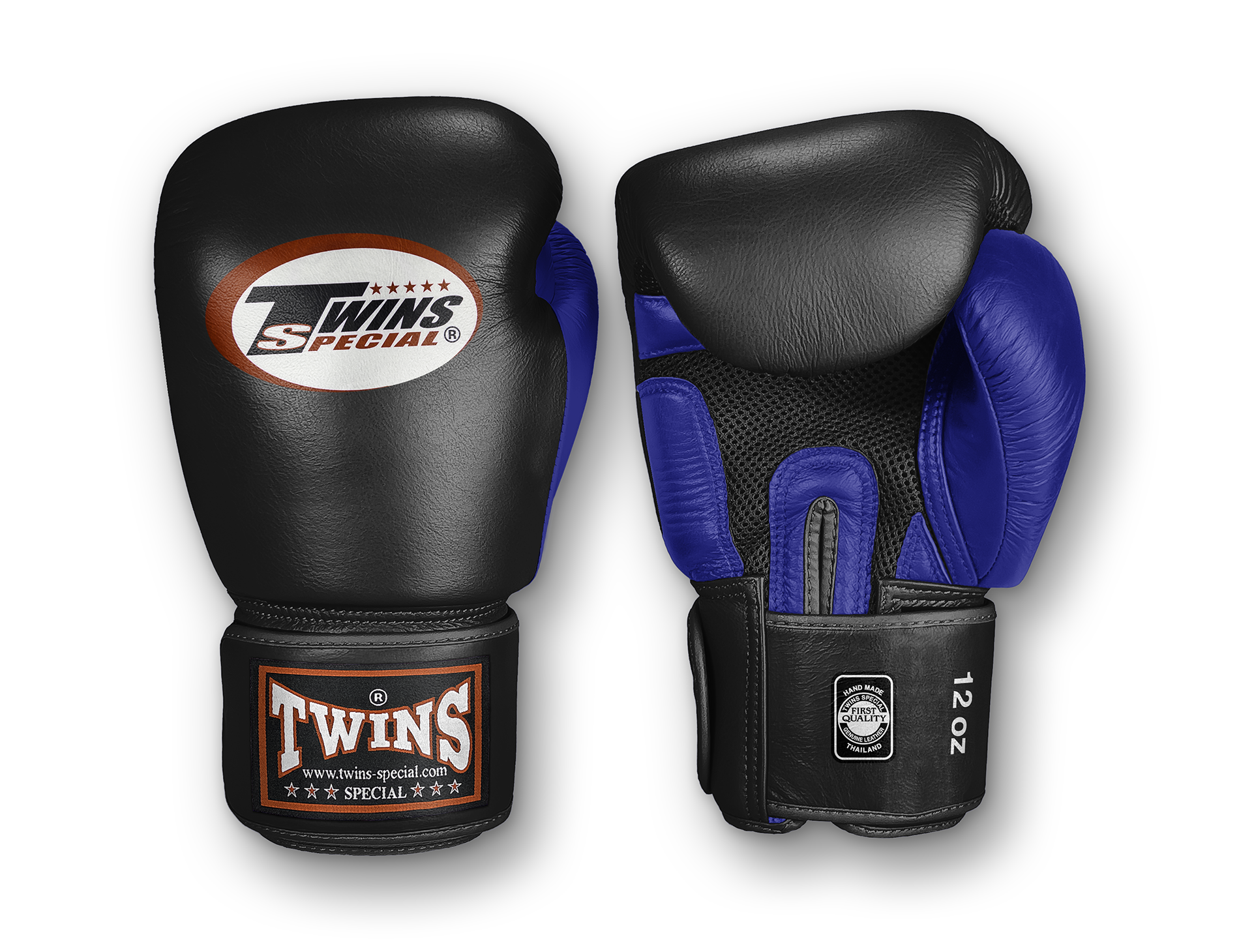 TWINS Boxing Gloves - Dual Color - Air Palm - Velcro - Black, Red, Blue, Brown, Lime Green, Lavender
