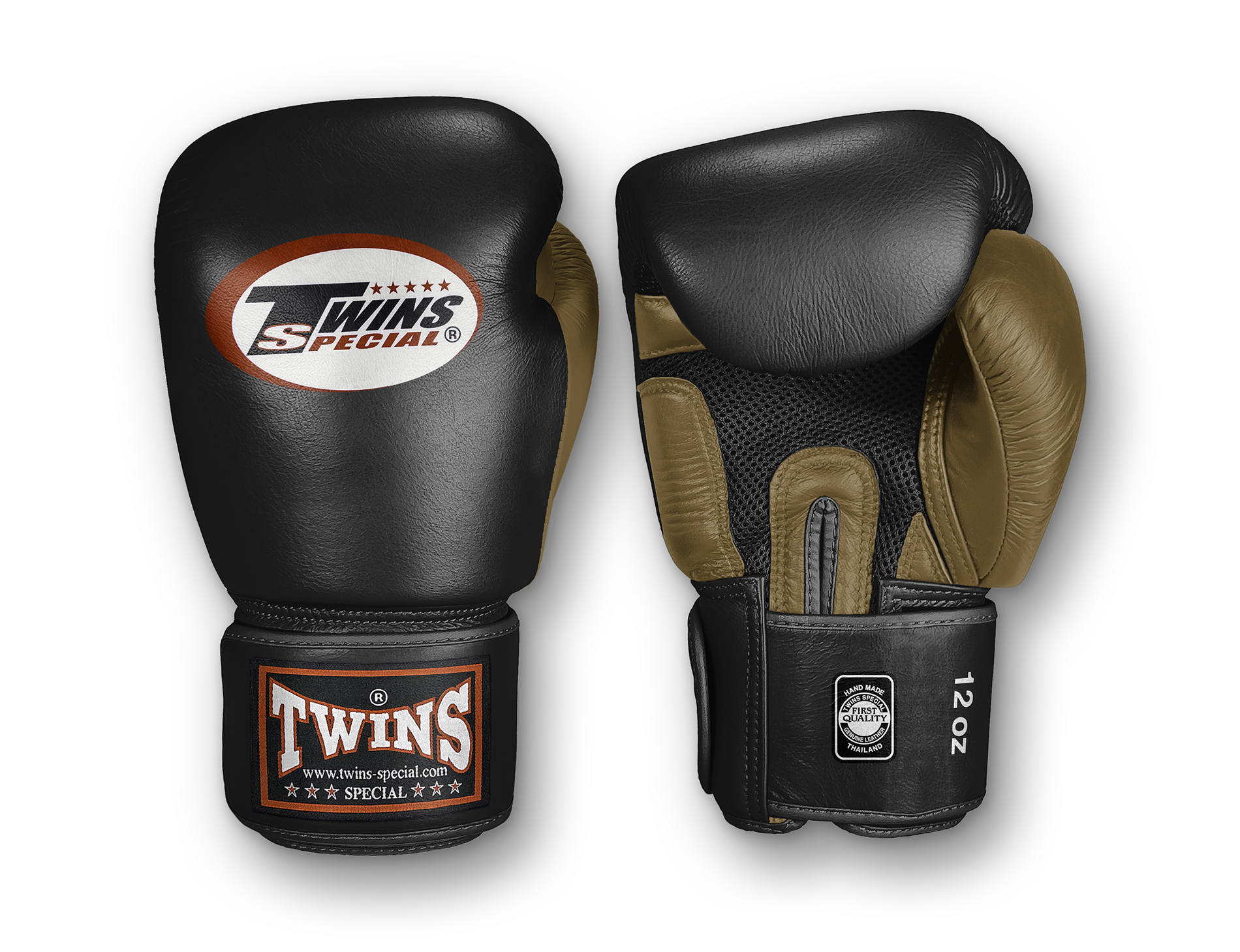 TWINS Boxing Gloves - Dual Color - Air Palm - Velcro - Black, Red, Blue, Brown, Lime Green, Lavender