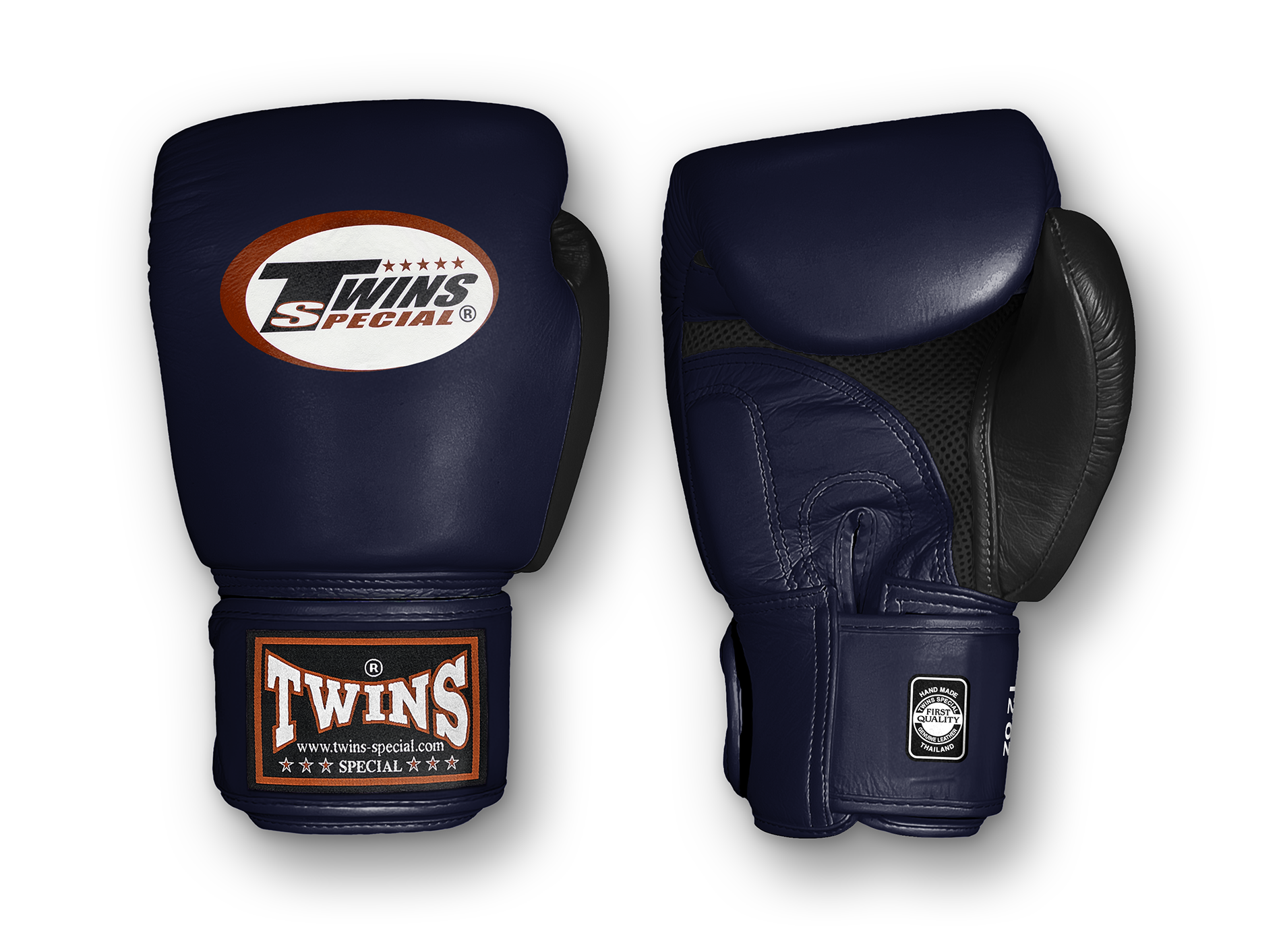 TWINS Boxing Gloves Air Velcro- Premium Leather - Black and Maroon, Dark Brown, Navy, Green, Purple