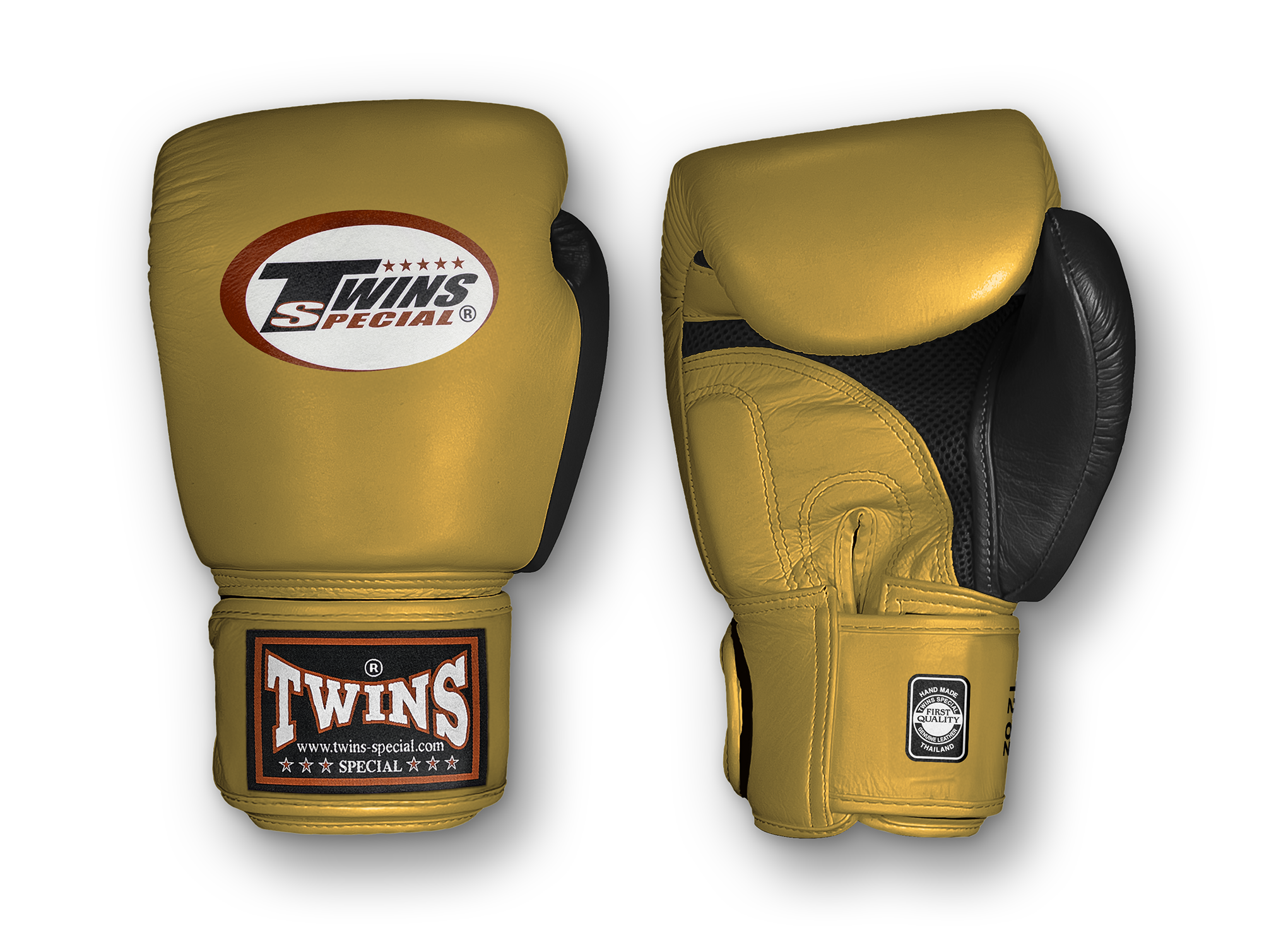 TWINS Boxing Gloves Air Velcro- Premium Leather - Black and Silver, Gold, Black, Dark Red