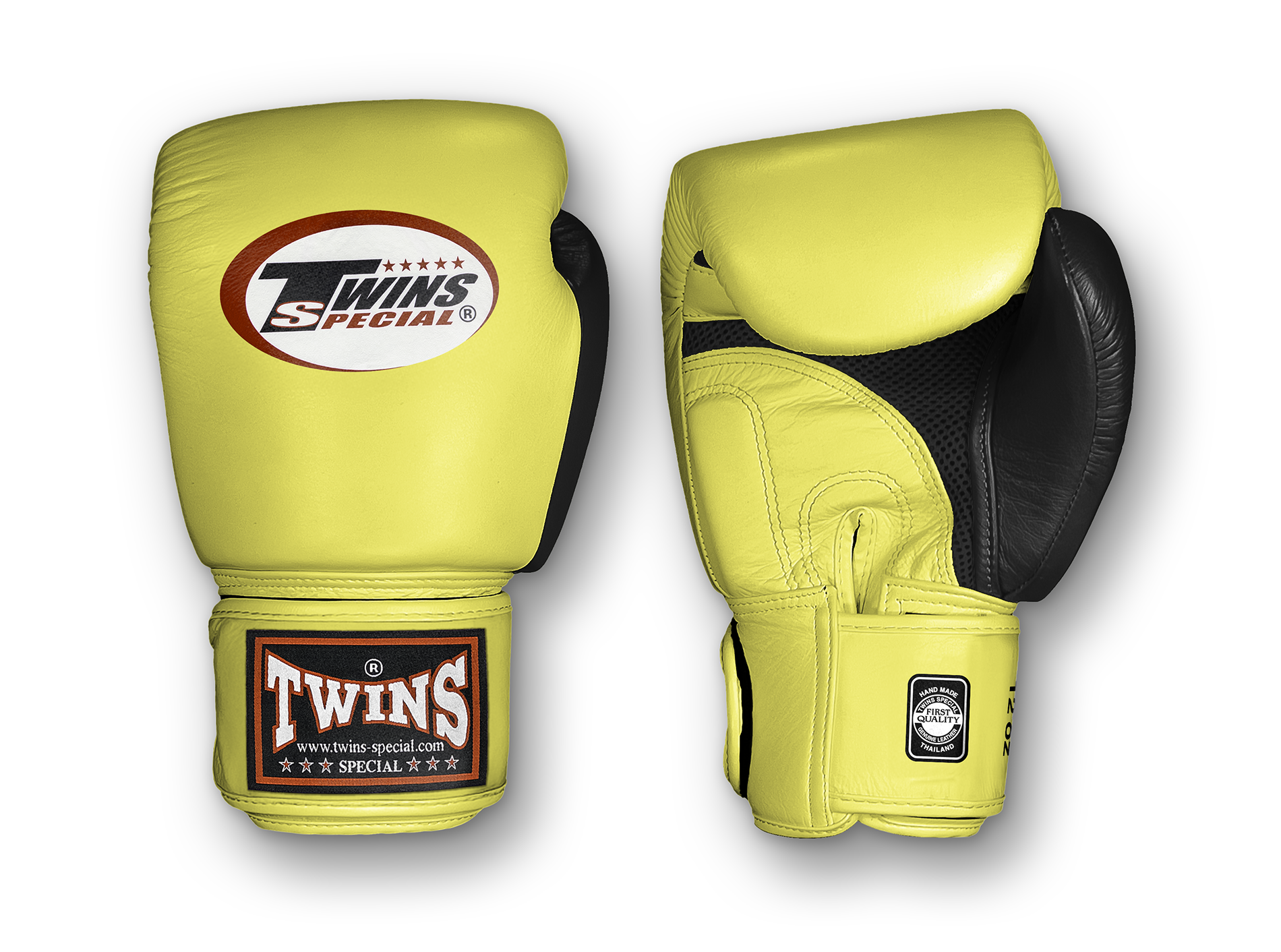TWINS Boxing Gloves Air Velcro- Premium Leather - Yellow, Light Blue, Pink