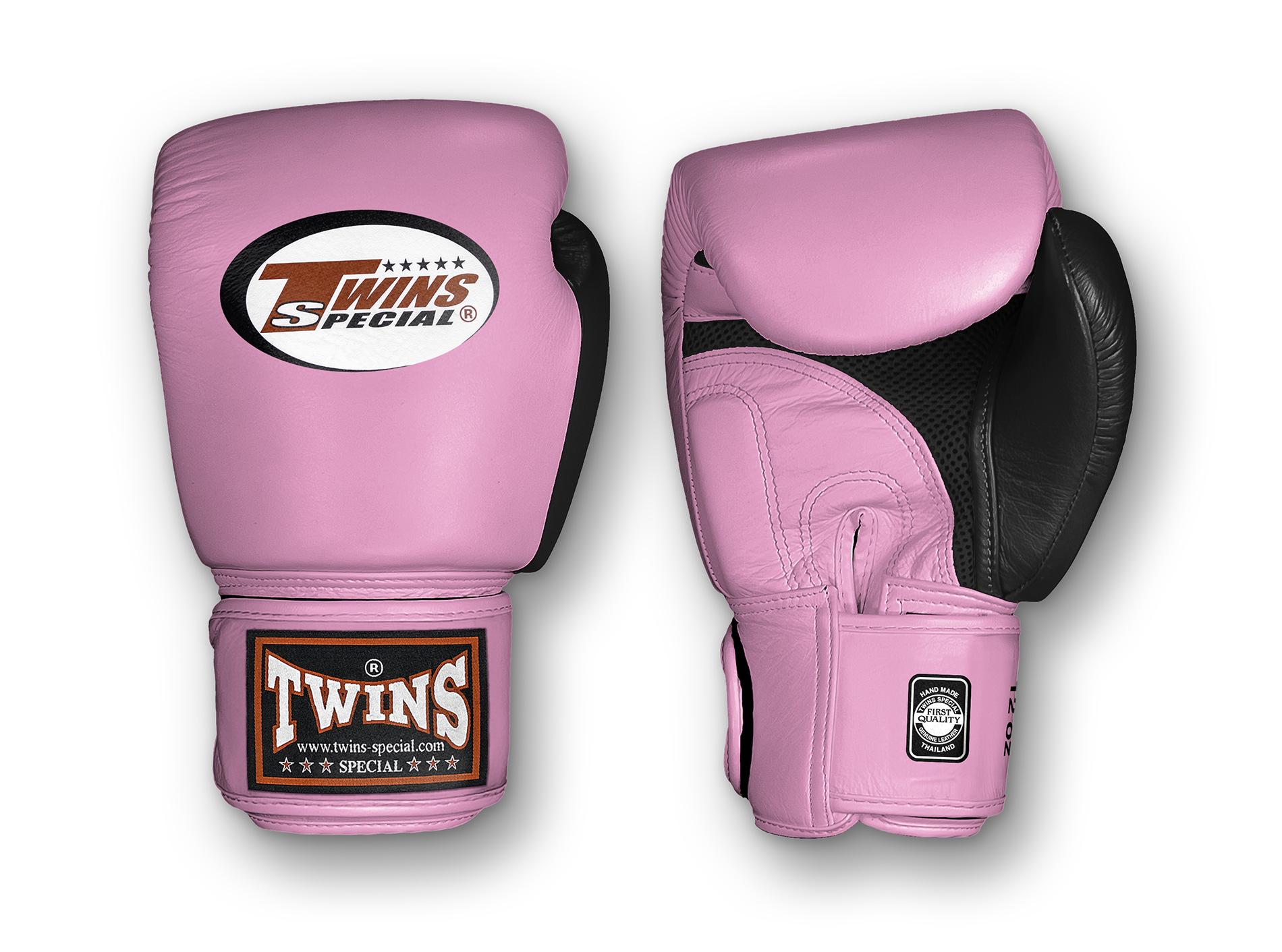 TWINS Boxing Gloves Air Velcro- Premium Leather - Yellow, Light Blue, Pink
