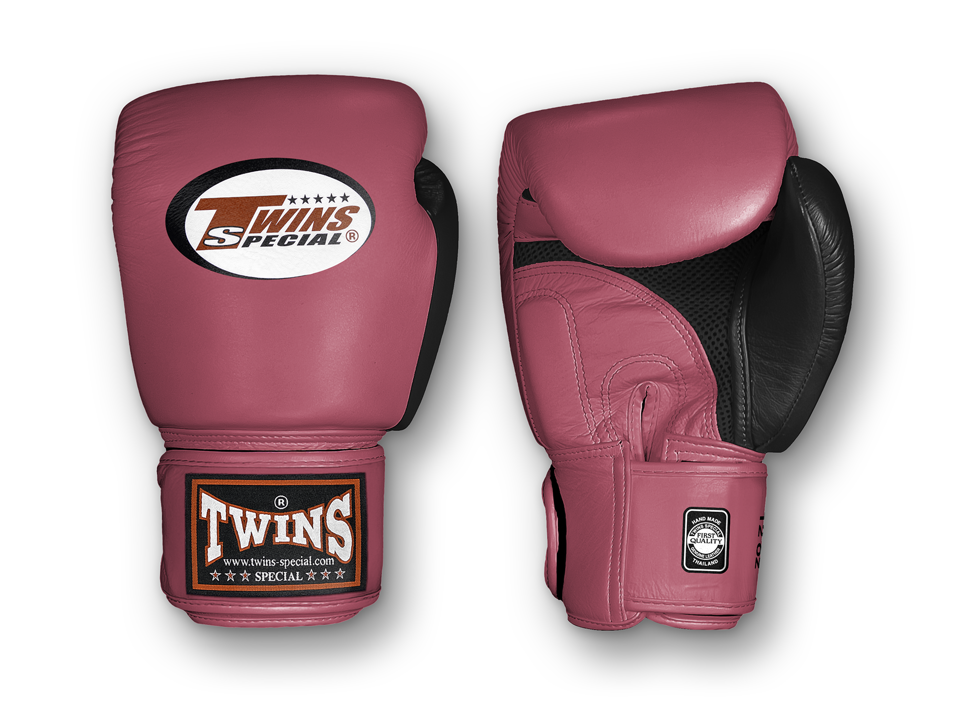 TWINS Boxing Gloves Air Velcro- Premium Leather - Black and Orange, Yellow, Light Blue, Pink, Olive