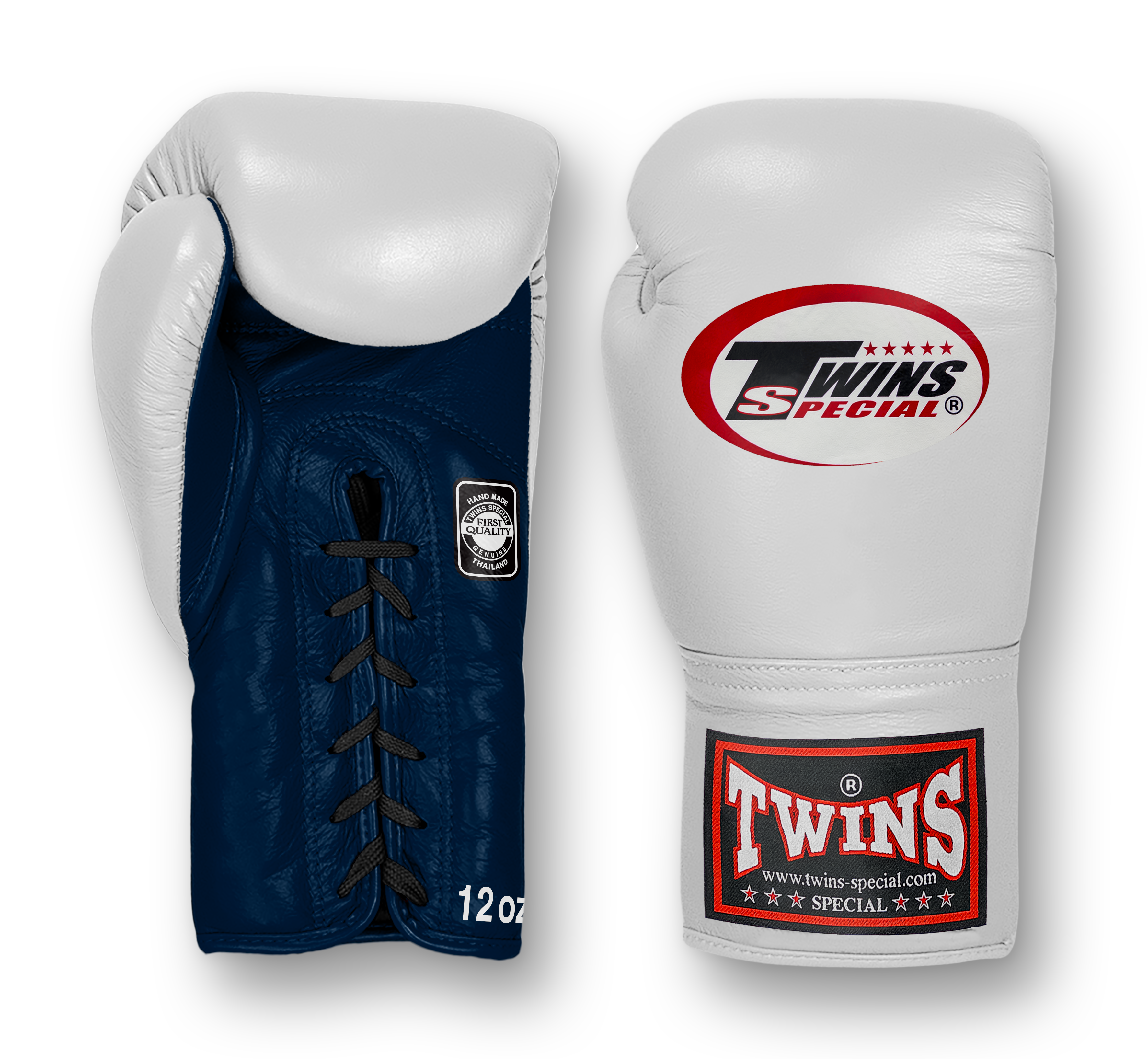 TWINS Boxing Gloves- Dual Bold Colors- Premium Leather w/ Laceup- White Fist-  Dark Green, Maroon, Purple, Dark Red, Dark Brown, Navy Blue