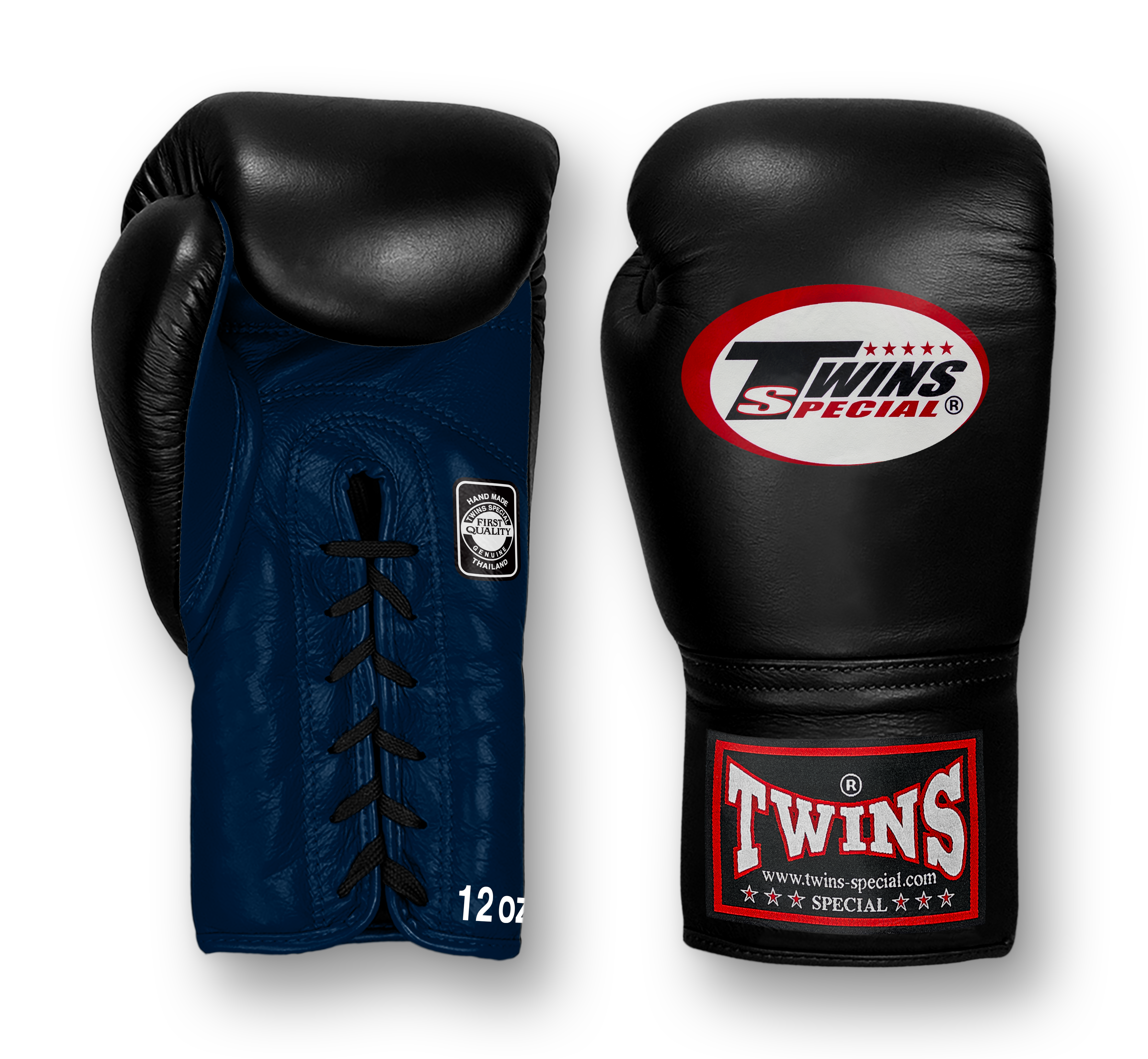 TWINS Boxing Gloves- Dual Bold Colors- Premium Leather w/ Laceup- White Fist- Black, White, Gold, Silver and Grey