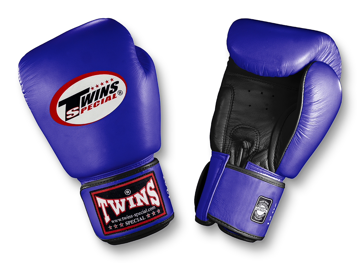 TWINS Boxing Gloves- Dual Color- Premium Leather w/ Velcro - Purple, Blue, Green, Red Fist, Black Palm