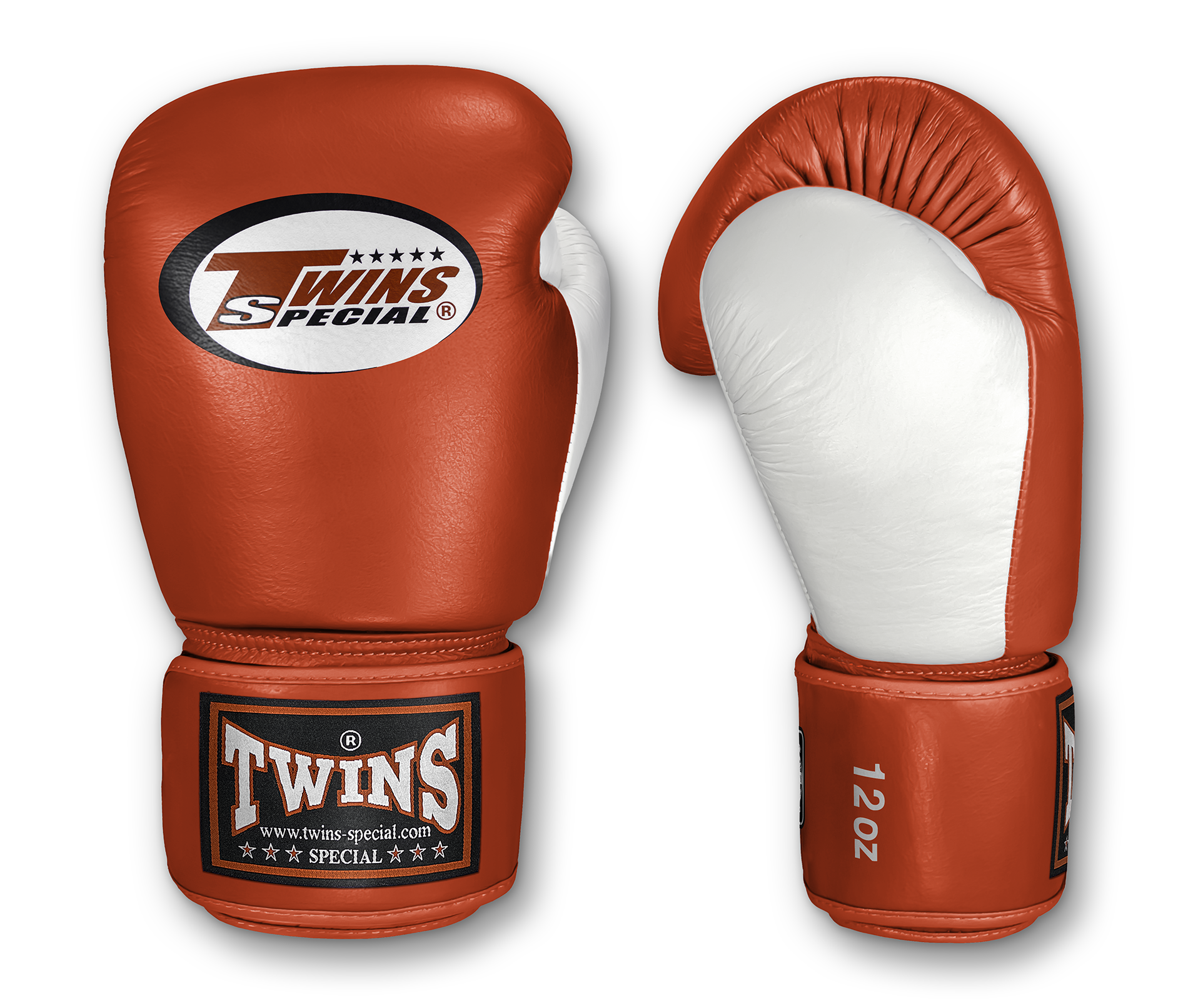 TWINS Boxing Gloves- Dual Bold Color Thumb - Velcro - White, Green, Navy Blue, Red, Purple, Brown