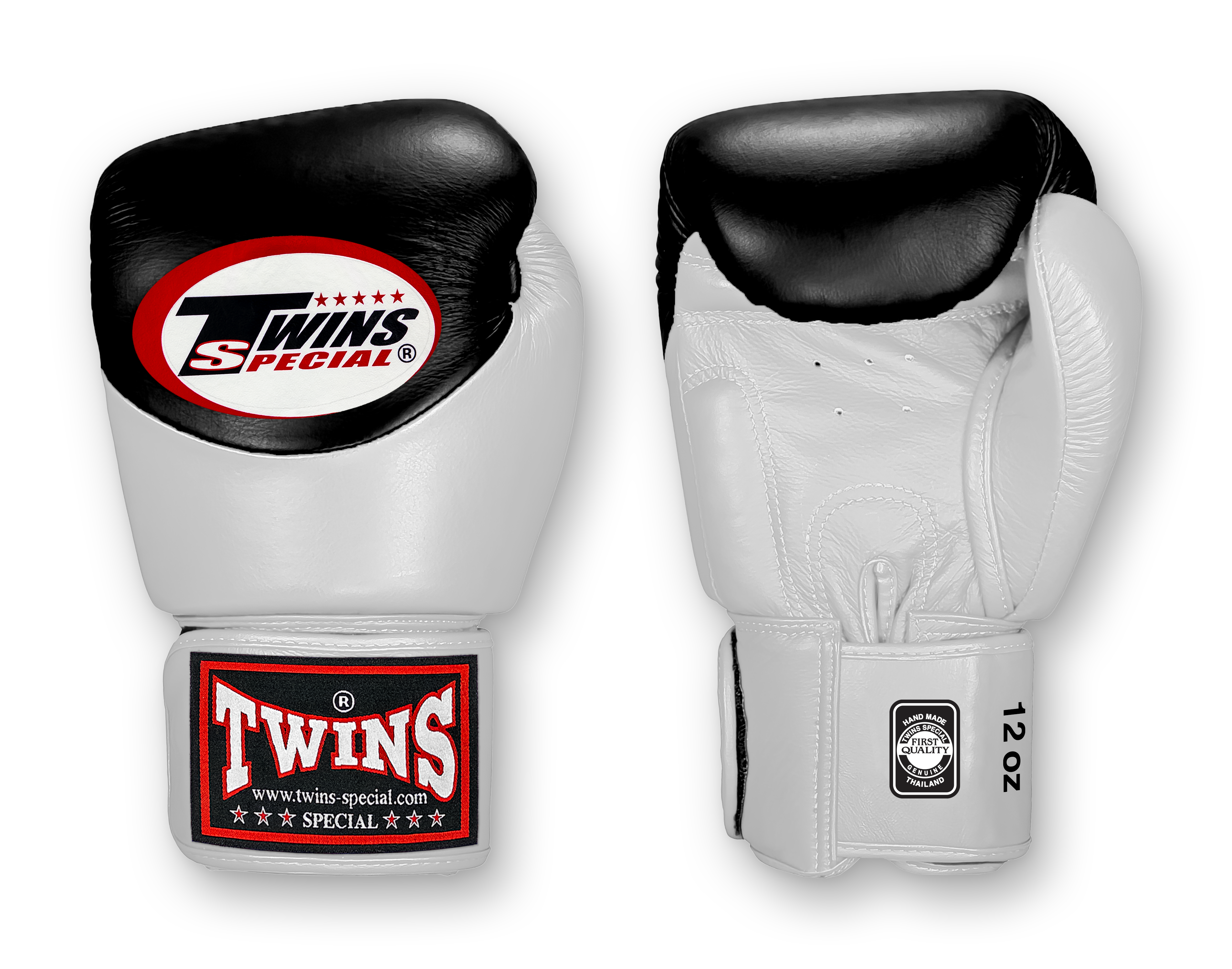 TWINS Boxing Gloves - Dual Color - Velcro - 9 - Black and White, Silver, Gold, Grey