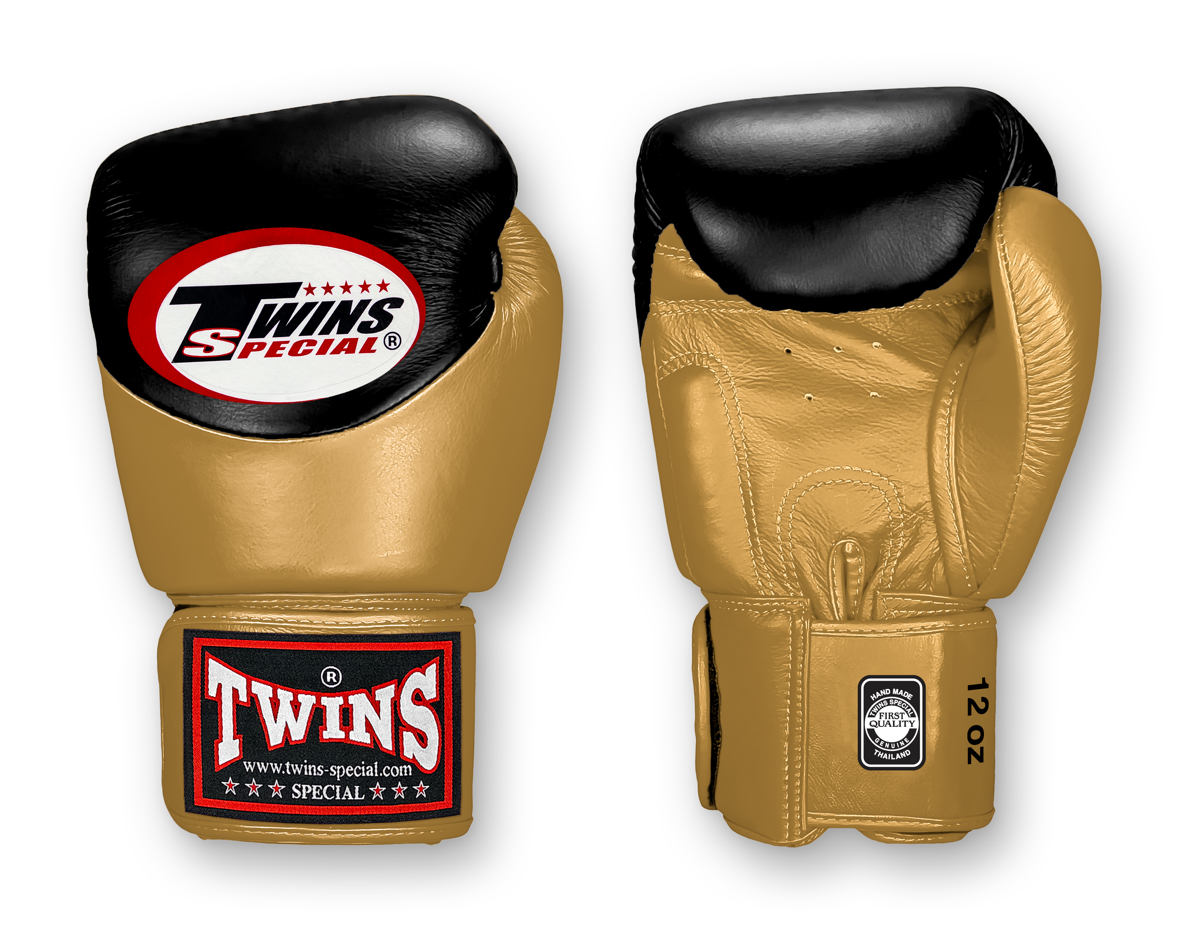 TWINS Boxing Gloves - Dual Color - Velcro - 9 - Black and White, Silver, Gold, Grey