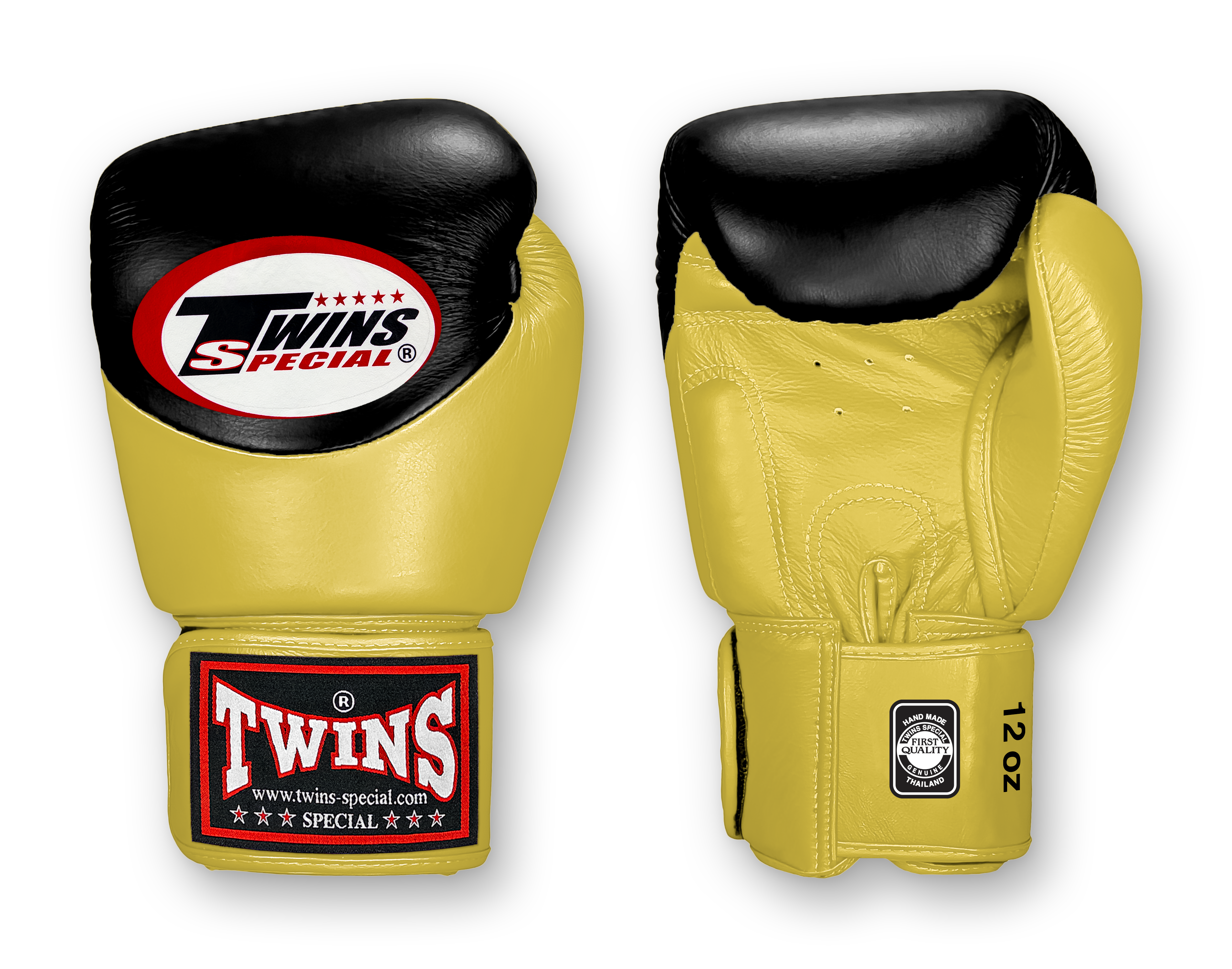 TWINS Boxing Gloves - Dual Color - Velcro - 9 - Black and Light Yellow, Pastel, Blue, Pastel Pink, Olive