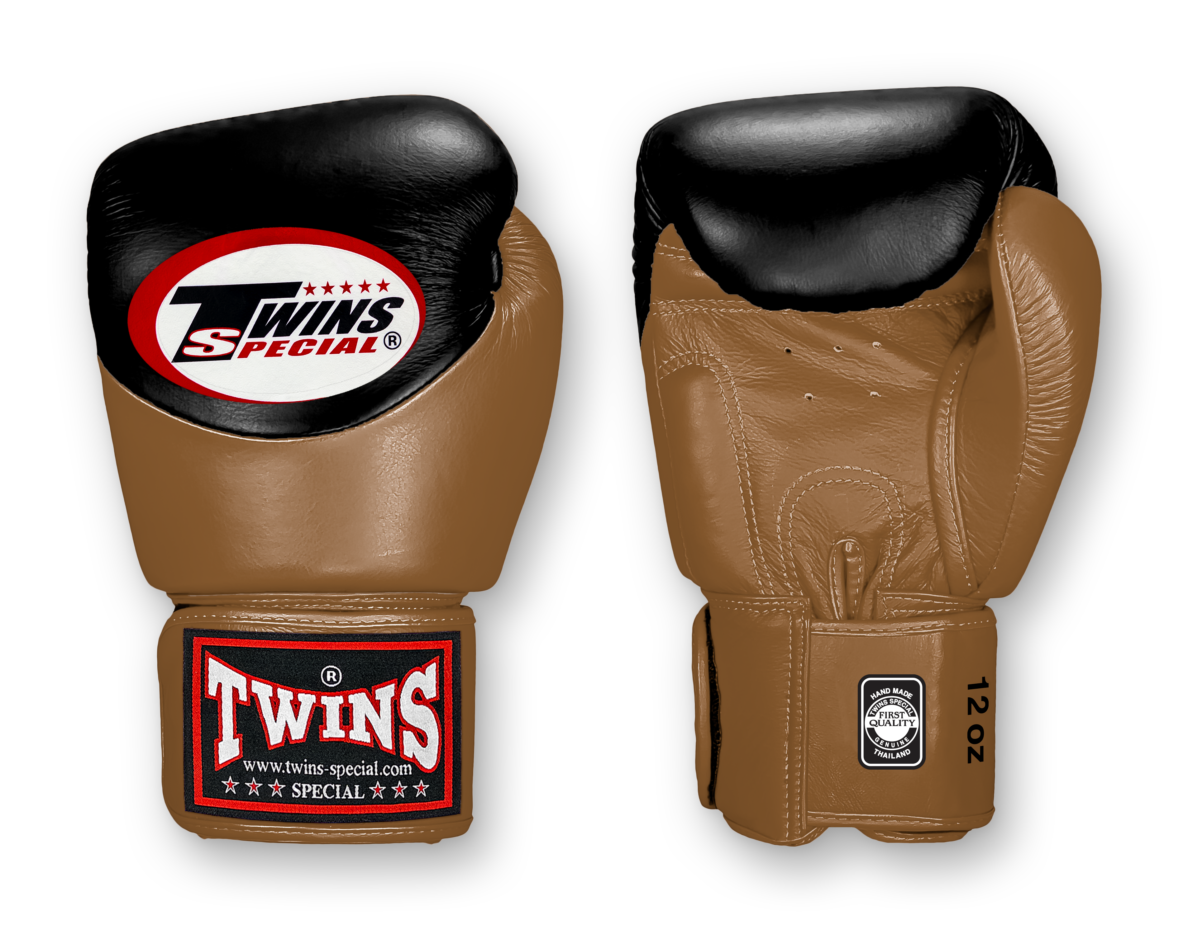 TWINS Boxing Gloves - Dual Color - Velcro - 9 - Black and Lime, Red, Blue, Lavender, Brown