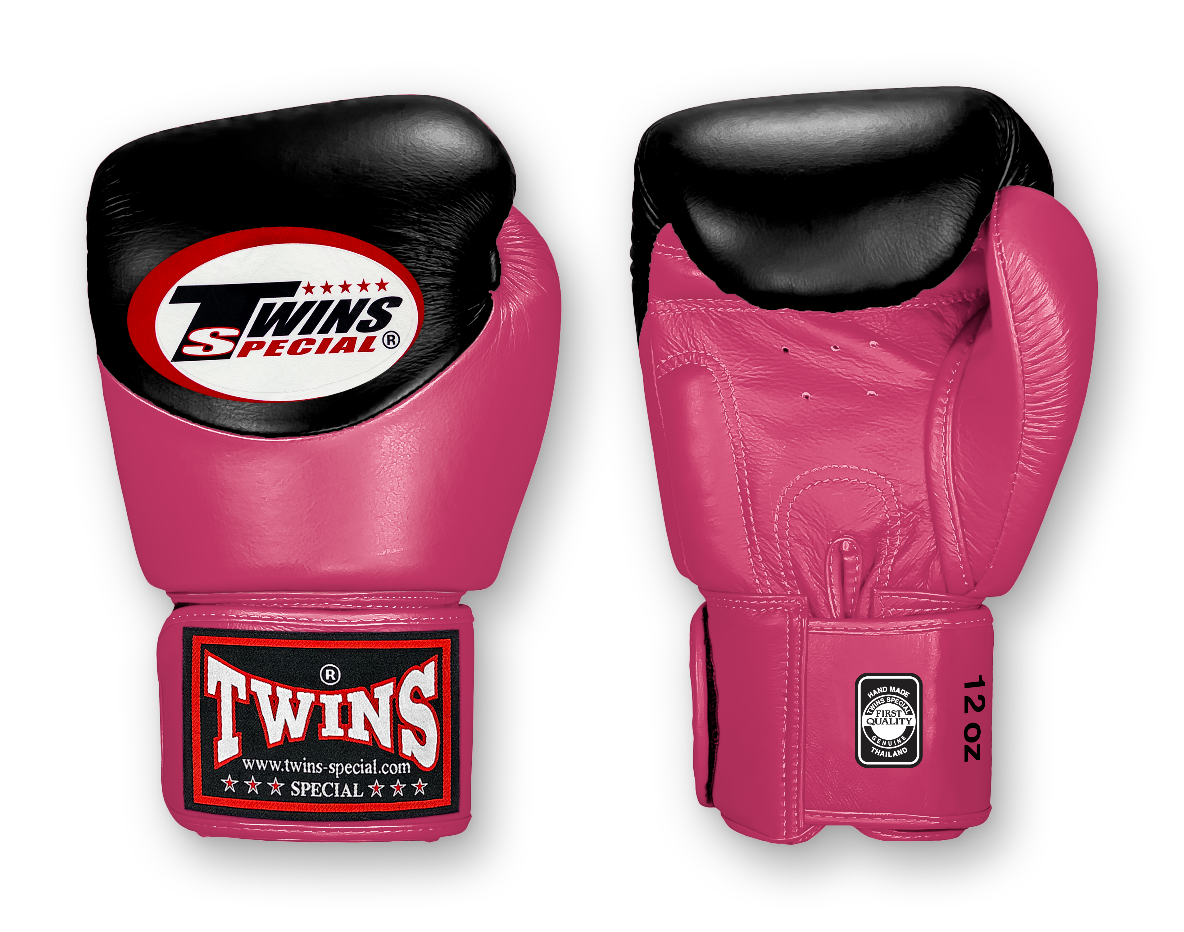 TWINS Boxing Gloves - Dual Color - Velcro - 9 - Black and Light Blue, Pink, Yellow, Orange