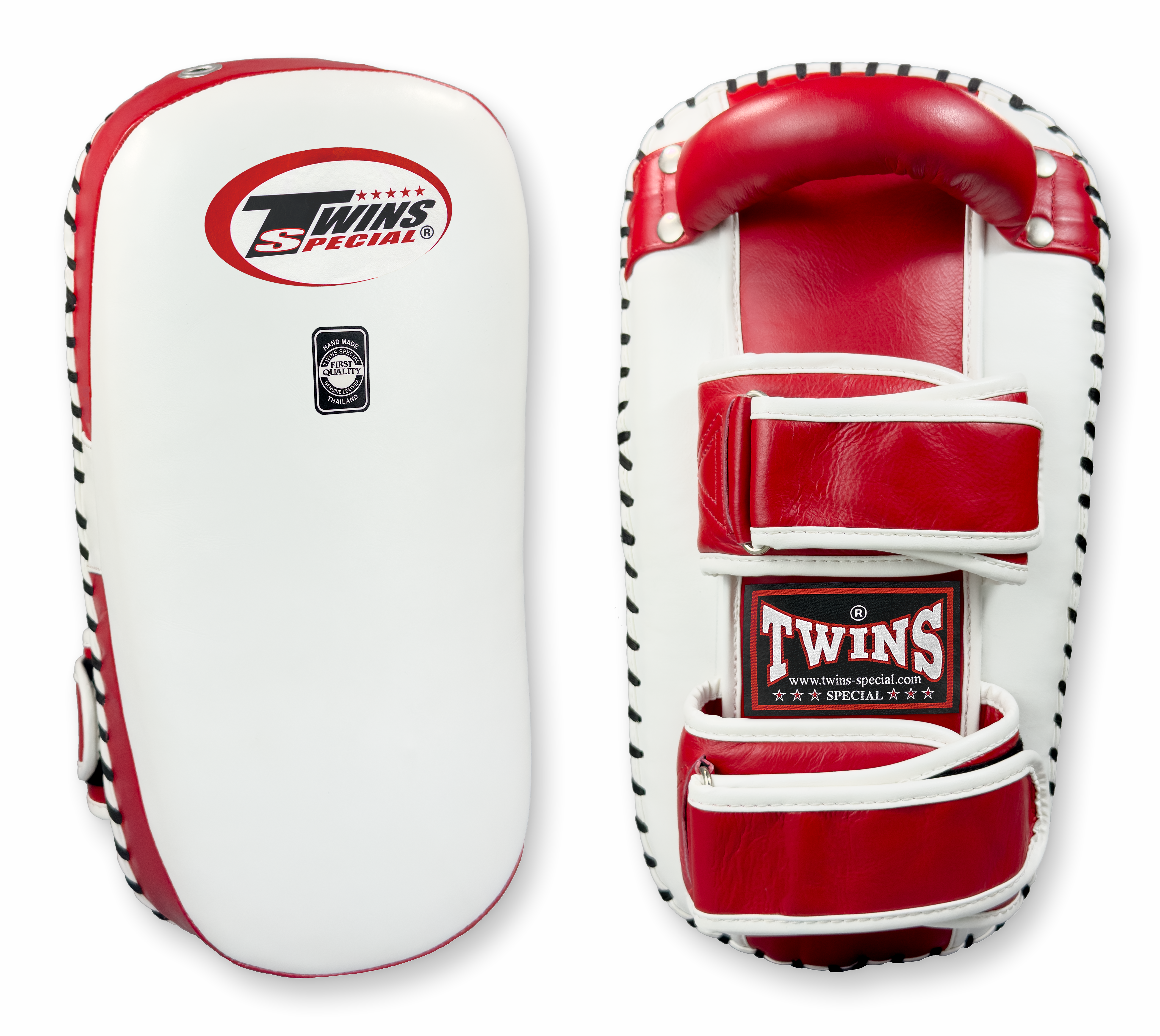 TWINS Curved Thai Pads - Velcro - TWINS Muay Thai, Kicking, Martial Arts & MMA - Red, White