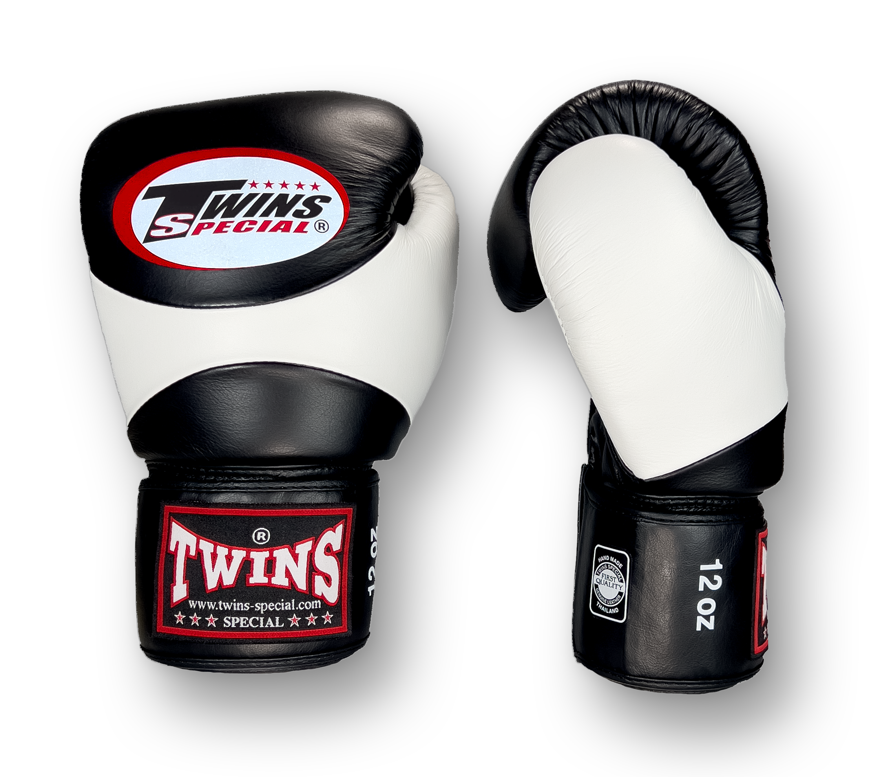 TWINS Boxing Gloves - Dual Color - Velcro - 7 - Black, Silver, Gold