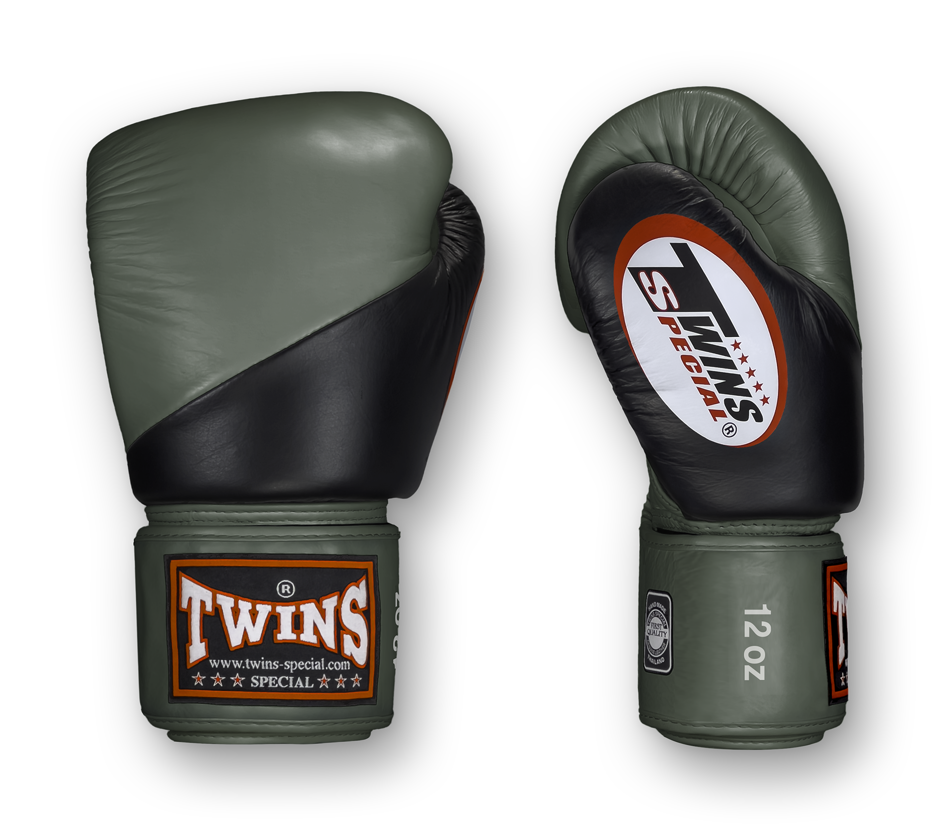 TWINS Boxing Gloves - Angle Color - Velcro - 8 - Black with Purple, Blue, Green, Red