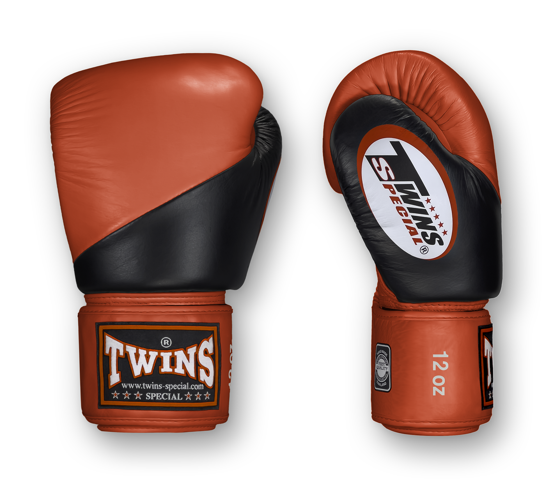 TWINS Boxing Gloves - Angle Color - Velcro - 8 - Black with Purple, Blue, Green, Red