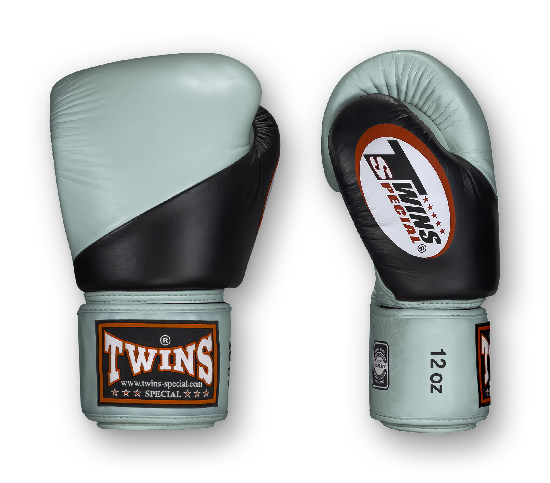 TWINS Boxing Gloves - Angle Color - Velcro - 8 - Black with Pink, Orange, Light Blue, Yellow
