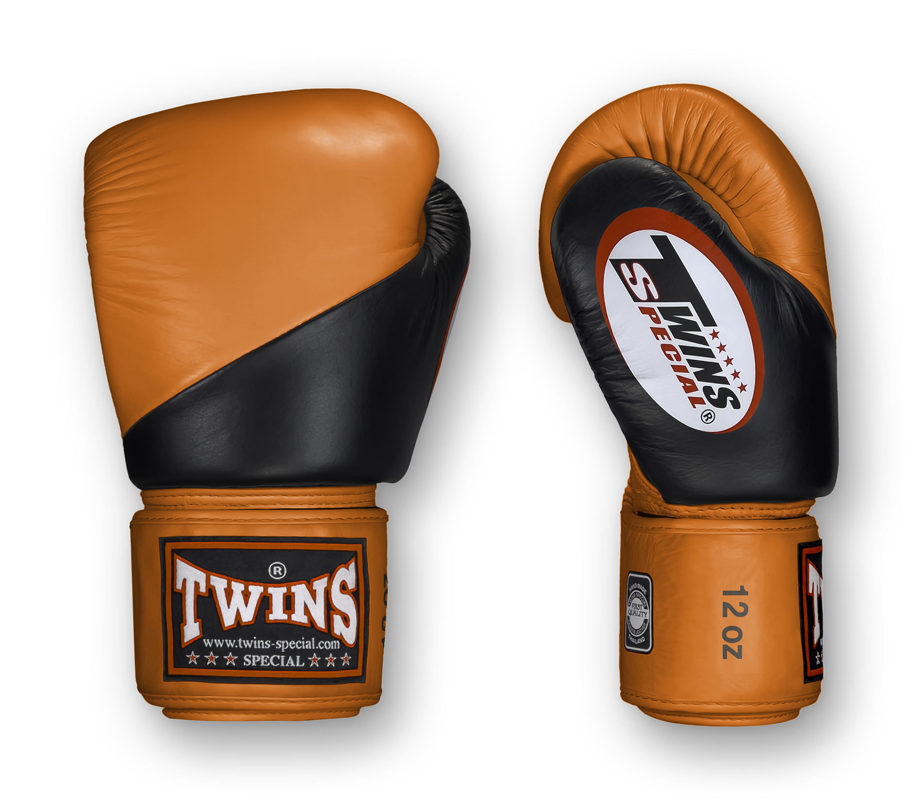 TWINS Boxing Gloves - Angle Color - Velcro - 8 - Black with Pink, Orange, Light Blue, Yellow
