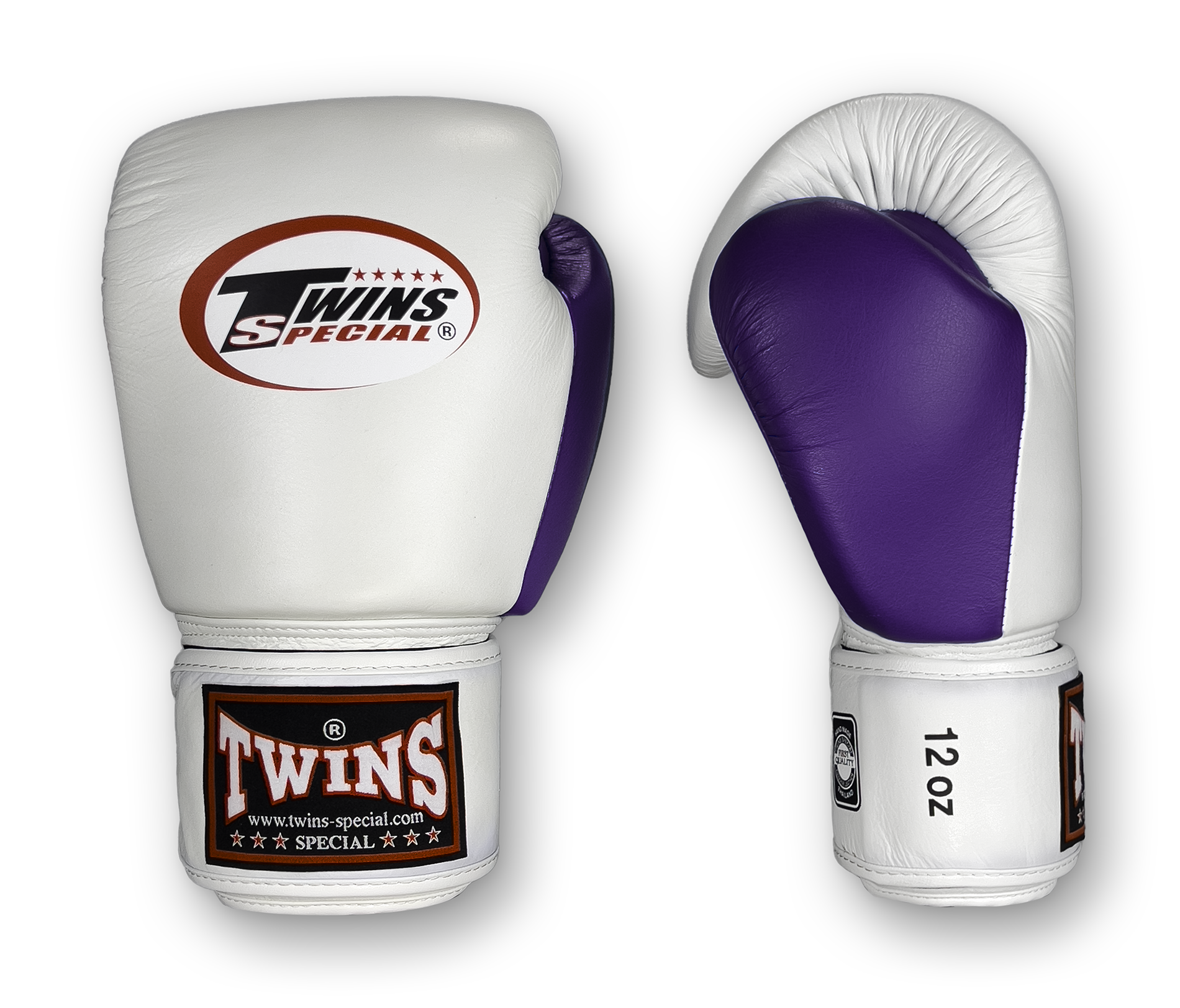 TWINS Boxing Gloves- Dual Color Thumb - Velcro - White, Maroon, Purple, Gold, Green