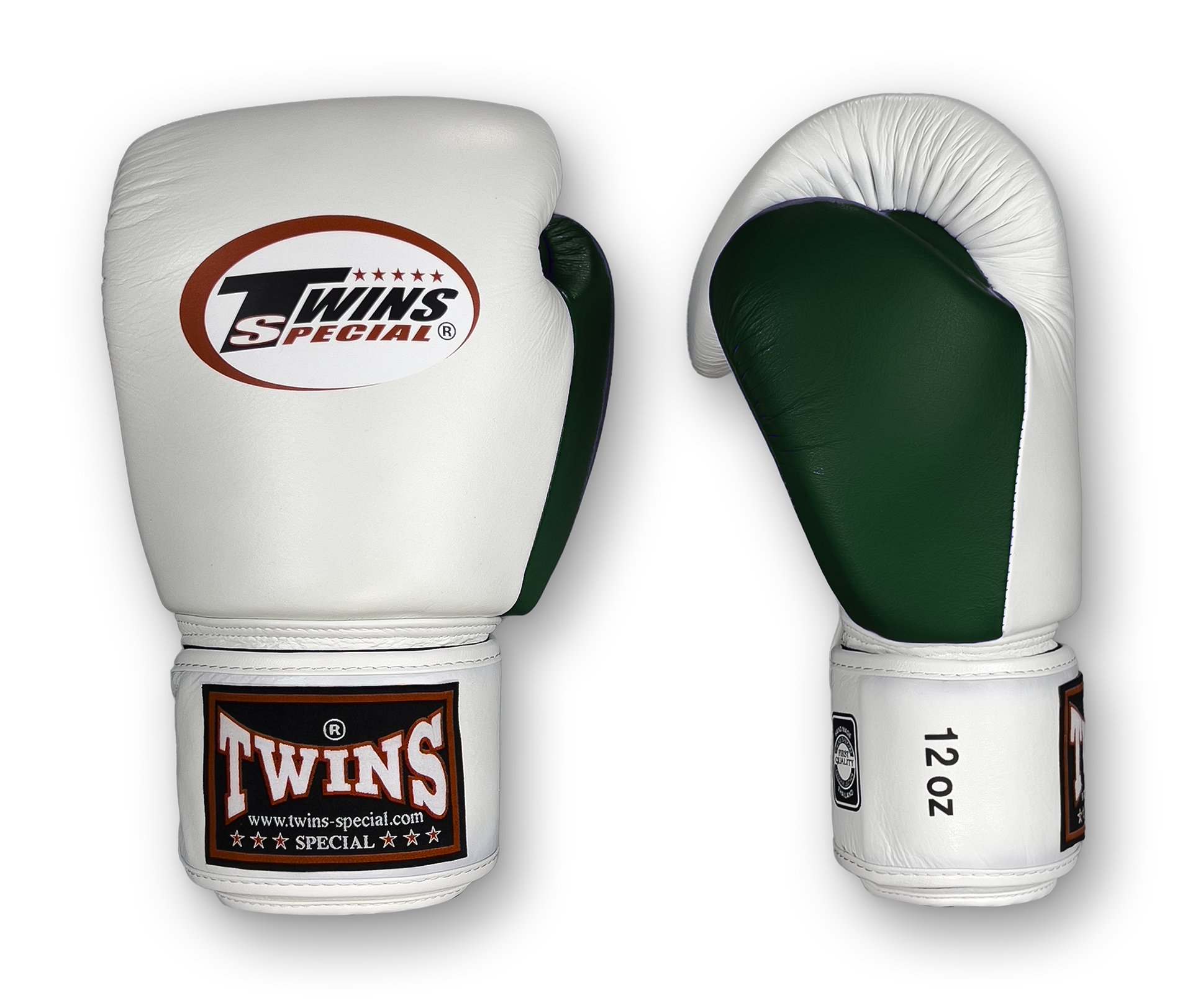 TWINS Boxing Gloves- Dual Color Thumb - Velcro - White, Maroon, Purple, Gold, Green