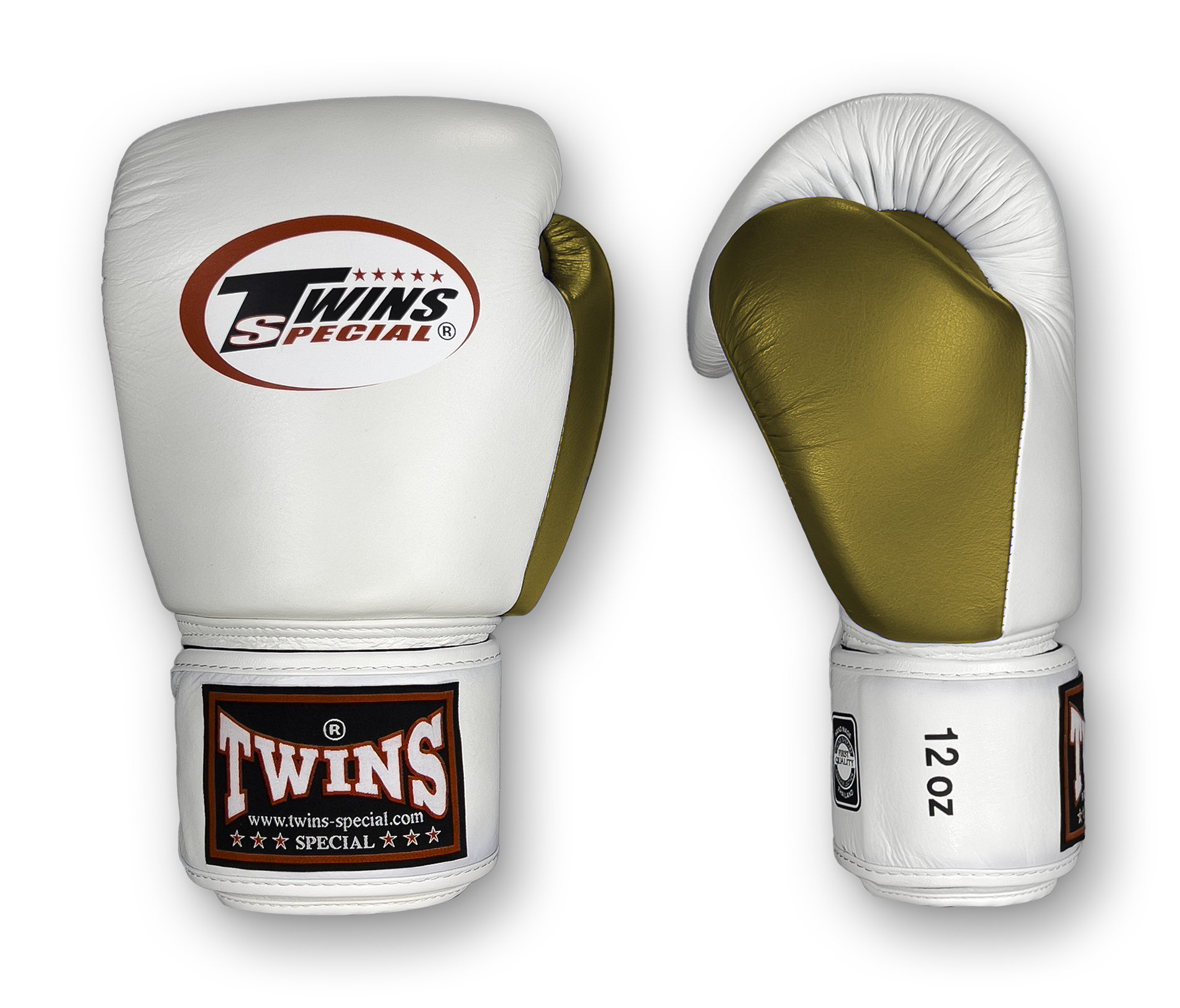 TWINS Boxing Gloves- Dual Color Thumb - Velcro - White, Maroon, Purple, Gold, Green