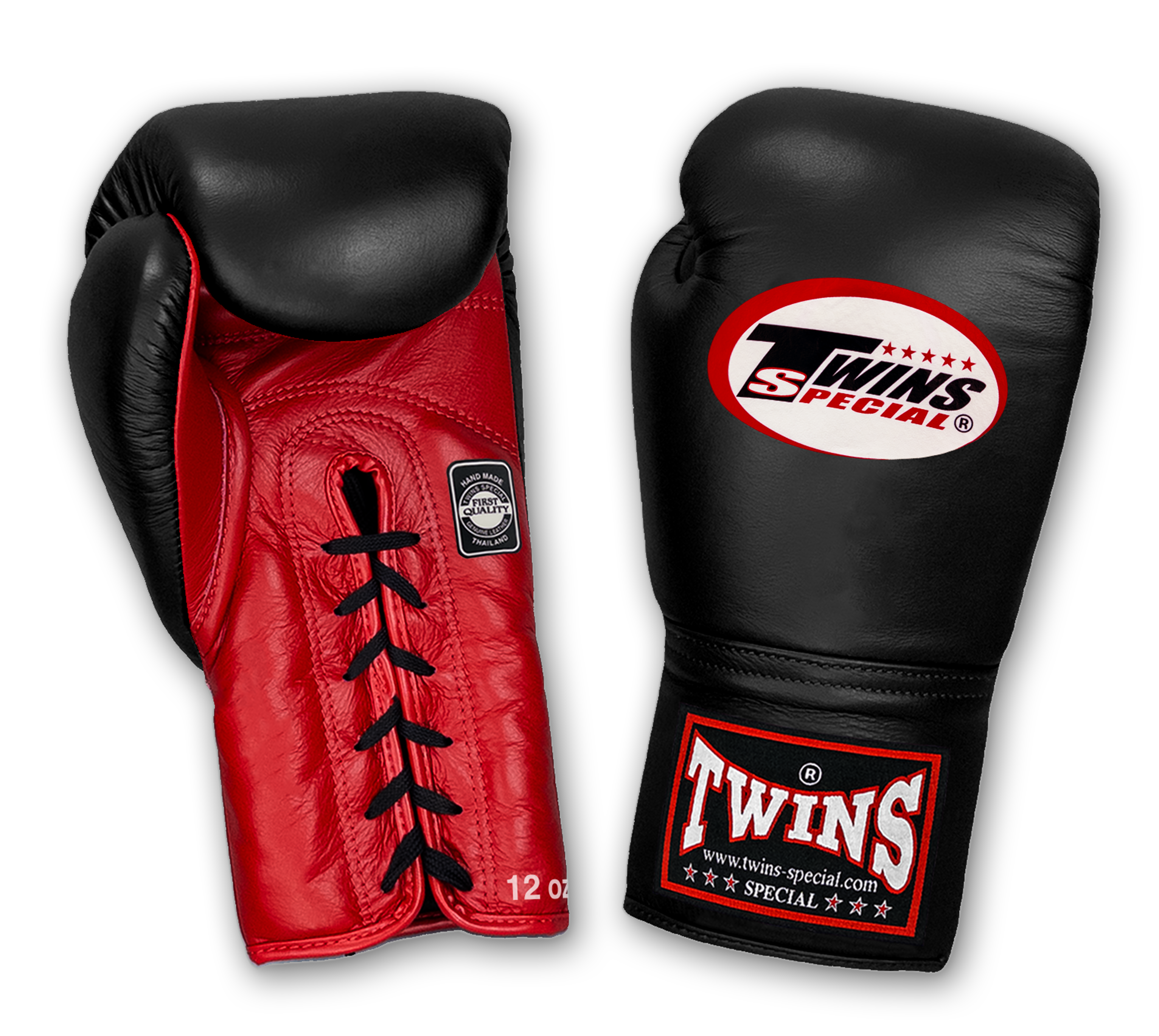TWINS Boxing Gloves- Dual Bold Colors- Premium Leather w/ Laceup- Black Fist- Navy Blue, White, Gold, Silver, Grey Palm