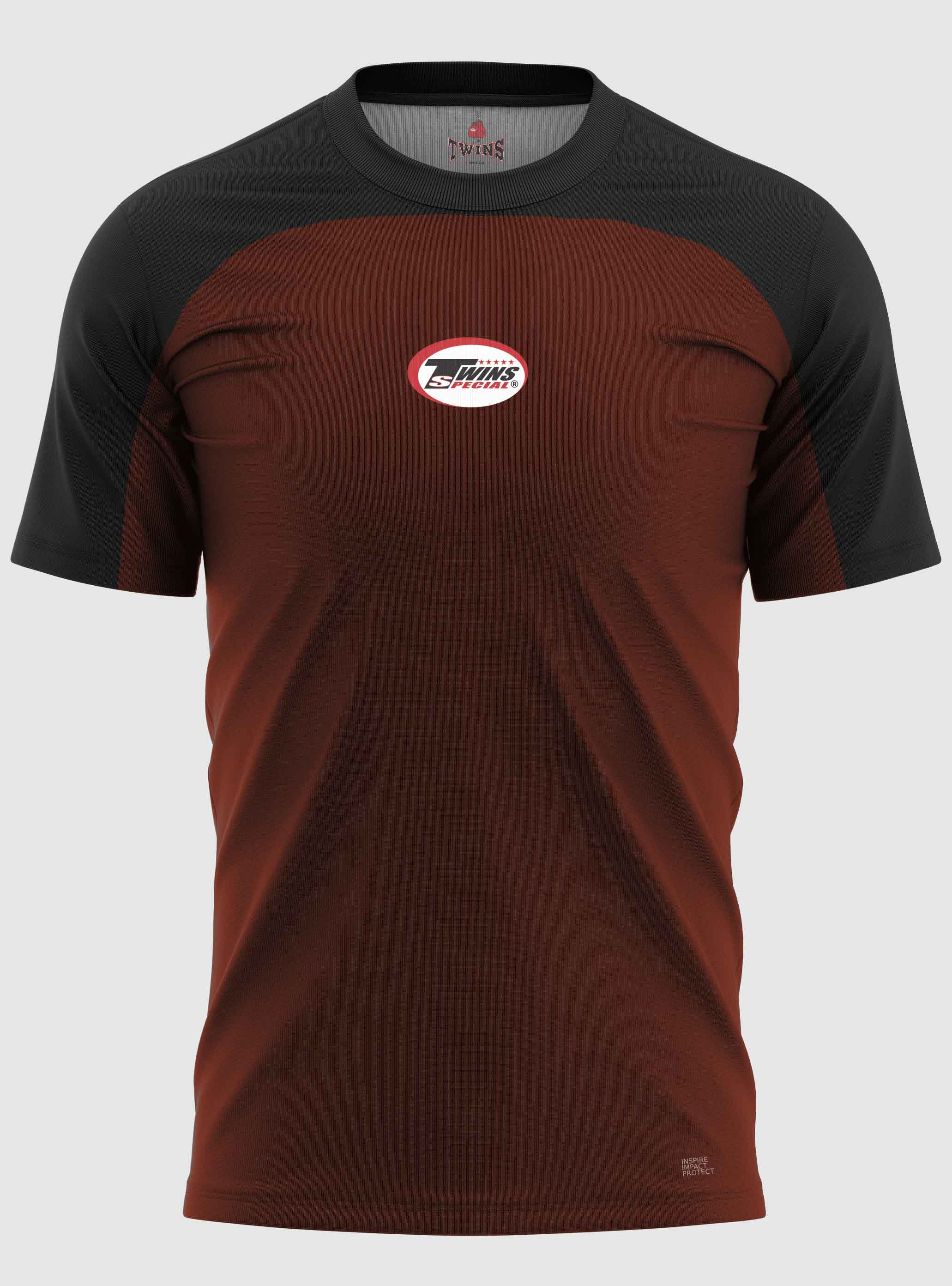 TWINS Muay Thai Boxing T-Shirts - Dual - Dark Colors - Topband - Black - Shirt - Maroon, Dark Brown, Green, Navy Blue, Purple