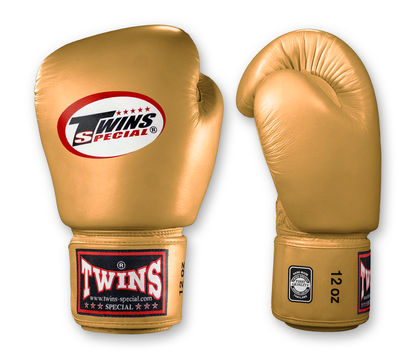 TWINS Boxing Gloves- Premium Leather w/ Velcro - Classic Tones - Black, Grey, White, Gold, Silver