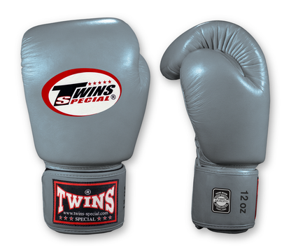 TWINS Boxing Gloves- Premium Leather w/ Velcro - Classic Tones - Black, Grey, White, Gold, Silver