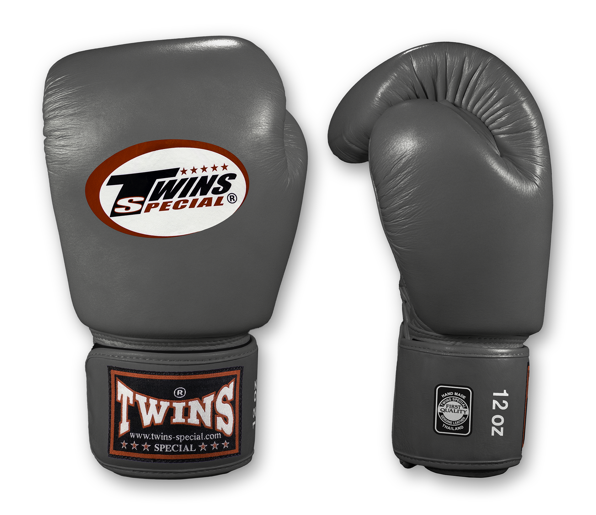 TWINS Boxing Gloves- Premium Leather w/ Velcro - Classic Tones - Black, Grey, White, Gold, Silver