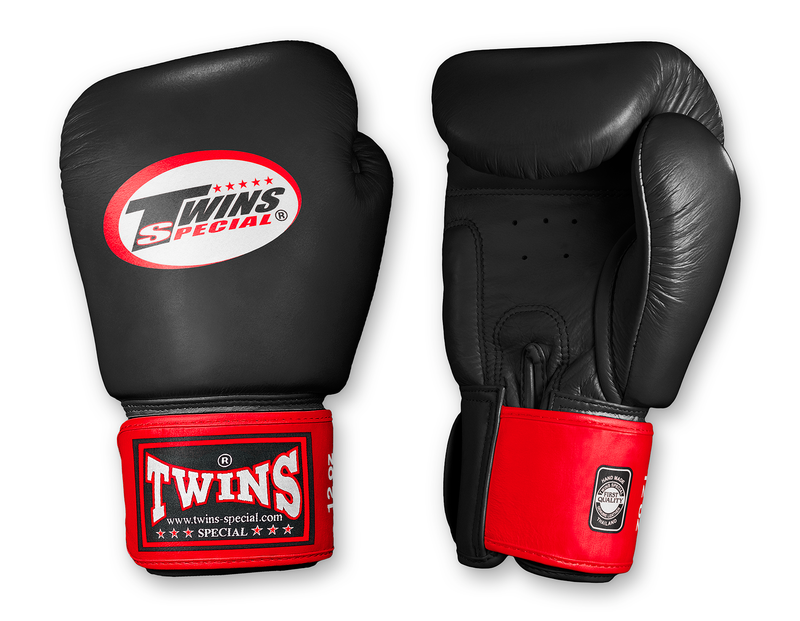 TWINS Boxing Gloves- Dual Color- 2025 Special Edition- Bold Colors- Premium Leather w/ Velcro -  Black Fist, Purple, Blue, Lime-Green, Red Wrist