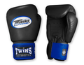 TWINS Boxing Gloves- Dual Color- 2025 Special Edition- Bold Colors- Premium Leather w/ Velcro -  Black Fist, Purple, Blue, Lime-Green, Red Wrist