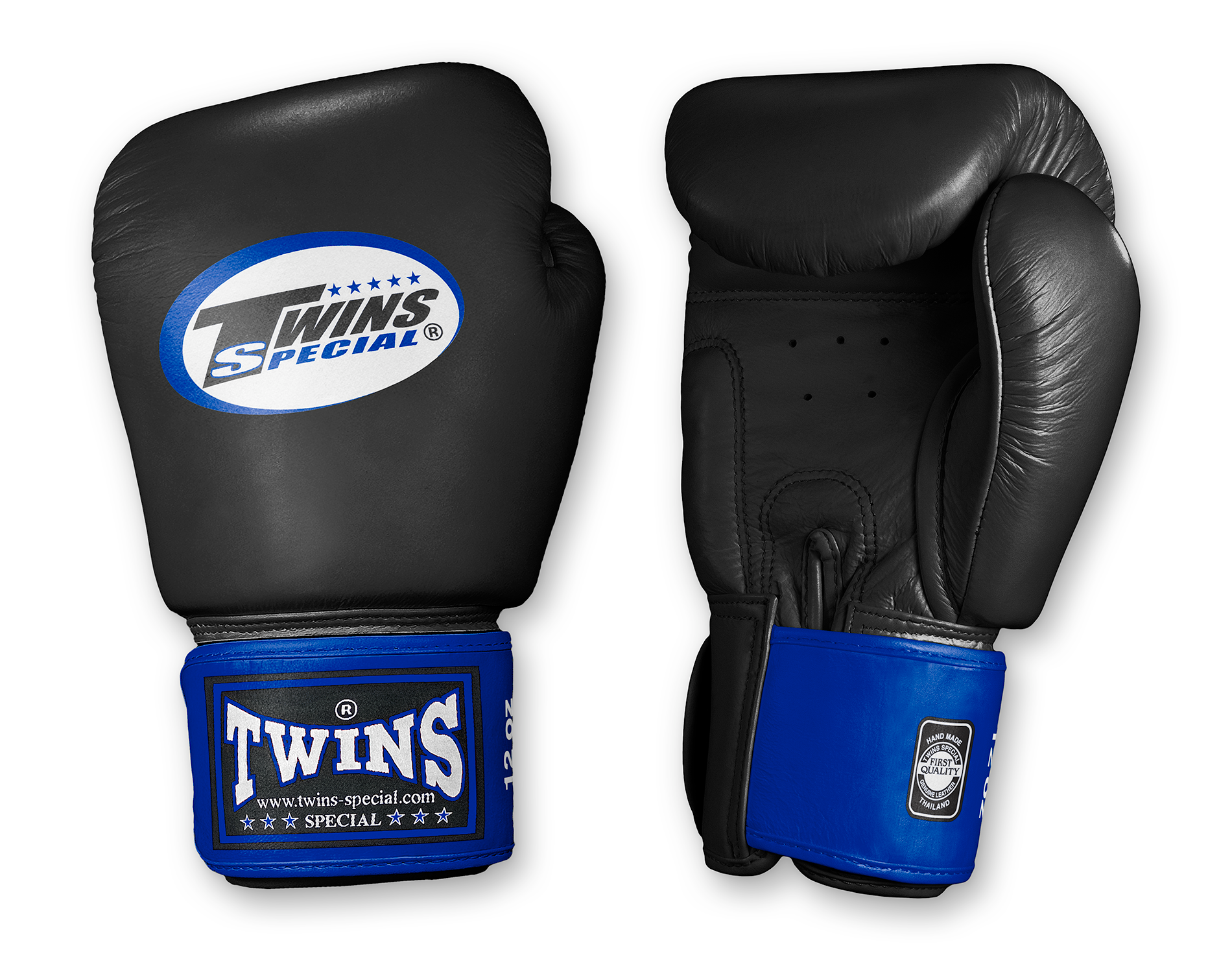 TWINS Boxing Gloves- Dual Bold Color w/ Velcro - BGVL3DUAL-BLK