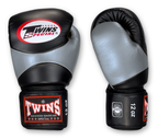 TWINS Boxing Gloves - Dual Color - Velcro - 7 - Black, Silver, Gold