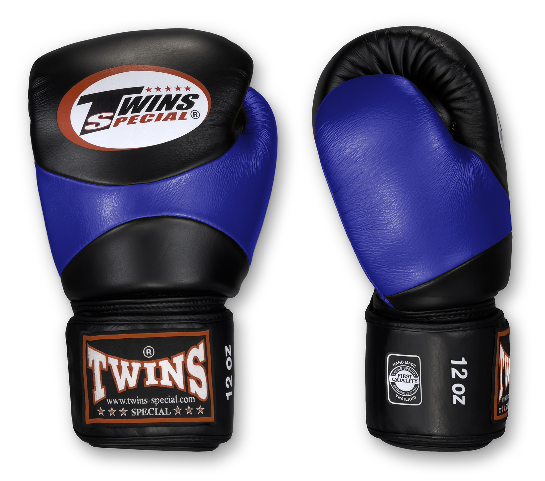 TWINS Boxing Gloves - Dual Color - Velcro - 7 - Black, Red, Blue, Brown, Lime Green, Lavender