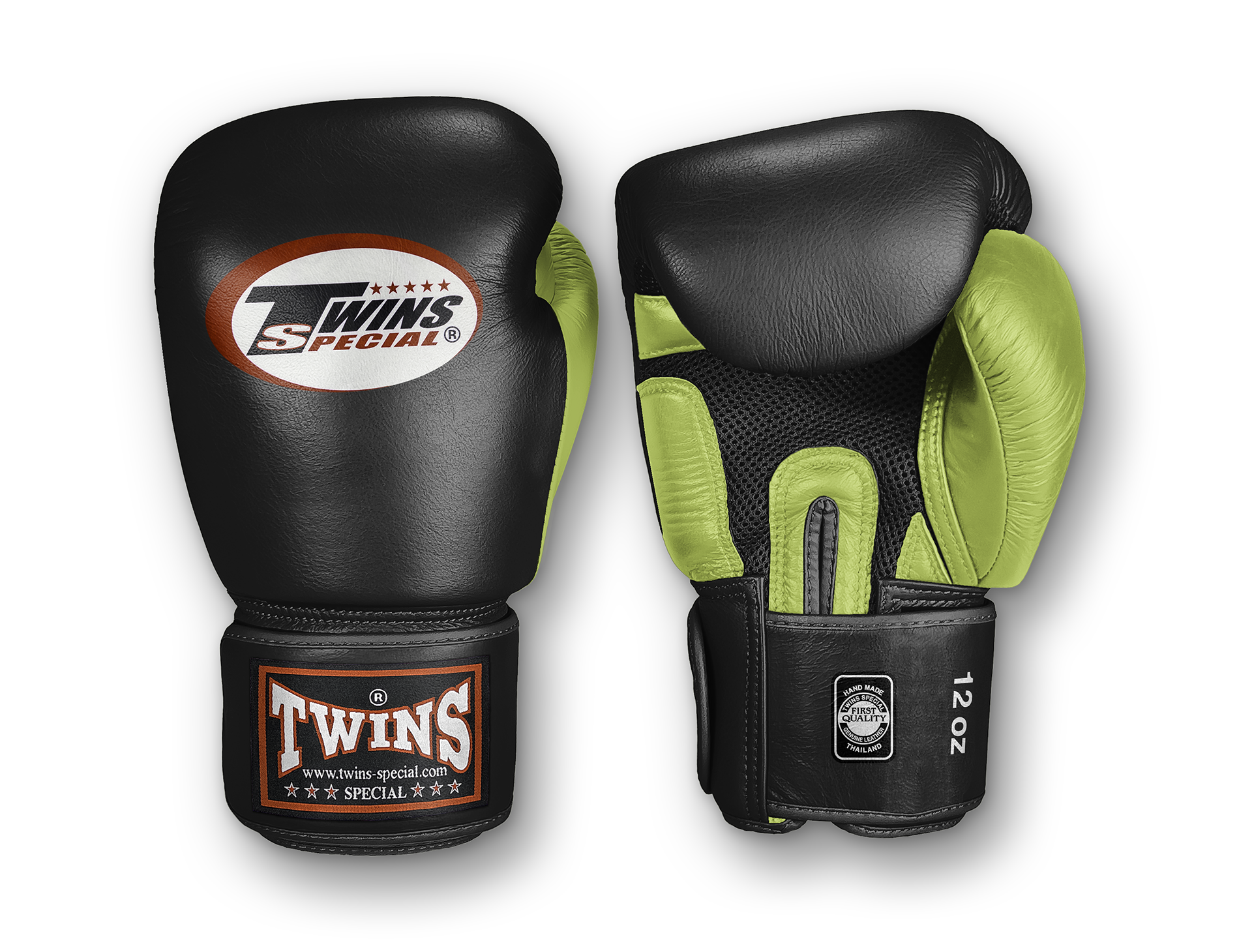 TWINS Boxing Gloves - Dual Color - Air Palm - Velcro - Black, Red, Blue, Brown, Lime Green, Lavender