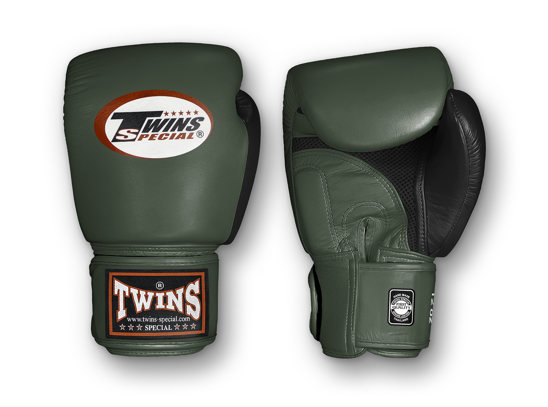 TWINS Boxing Gloves Air Velcro- Premium Leather - Black and Orange, Yellow, Light Blue, Pink, Olive
