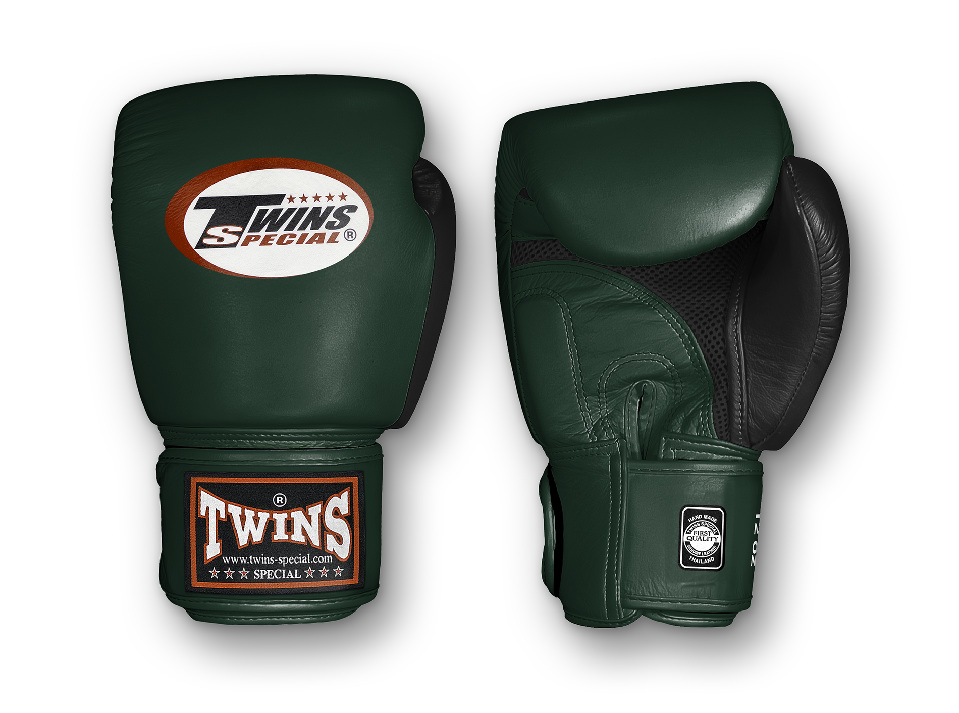 TWINS Boxing Gloves Air Velcro- Premium Leather - Black and Maroon, Dark Brown, Navy, Dark-Green, Purple