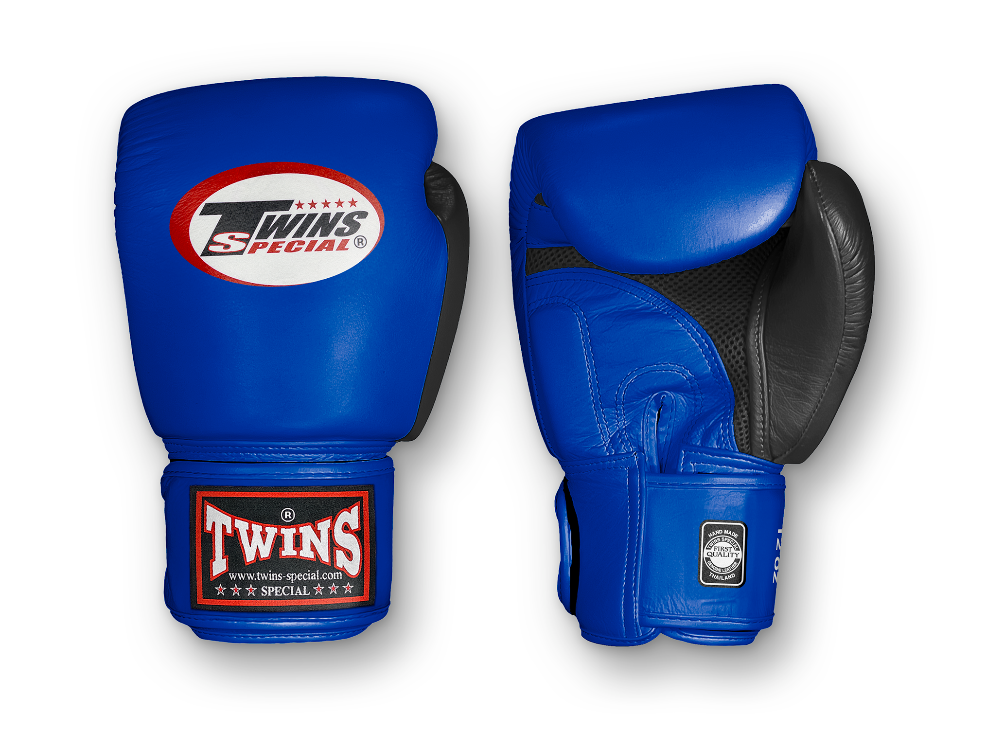 TWINS Boxing Gloves Air Velcro- Premium Leather - Black and Blue, Red, Brown, Lime Green, Lavender