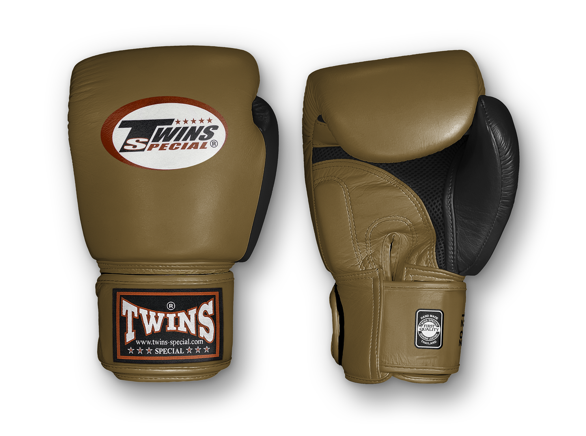 TWINS Boxing Gloves Air Velcro- Premium Leather - Black and Blue, Red, Brown, Lime Green, Lavender