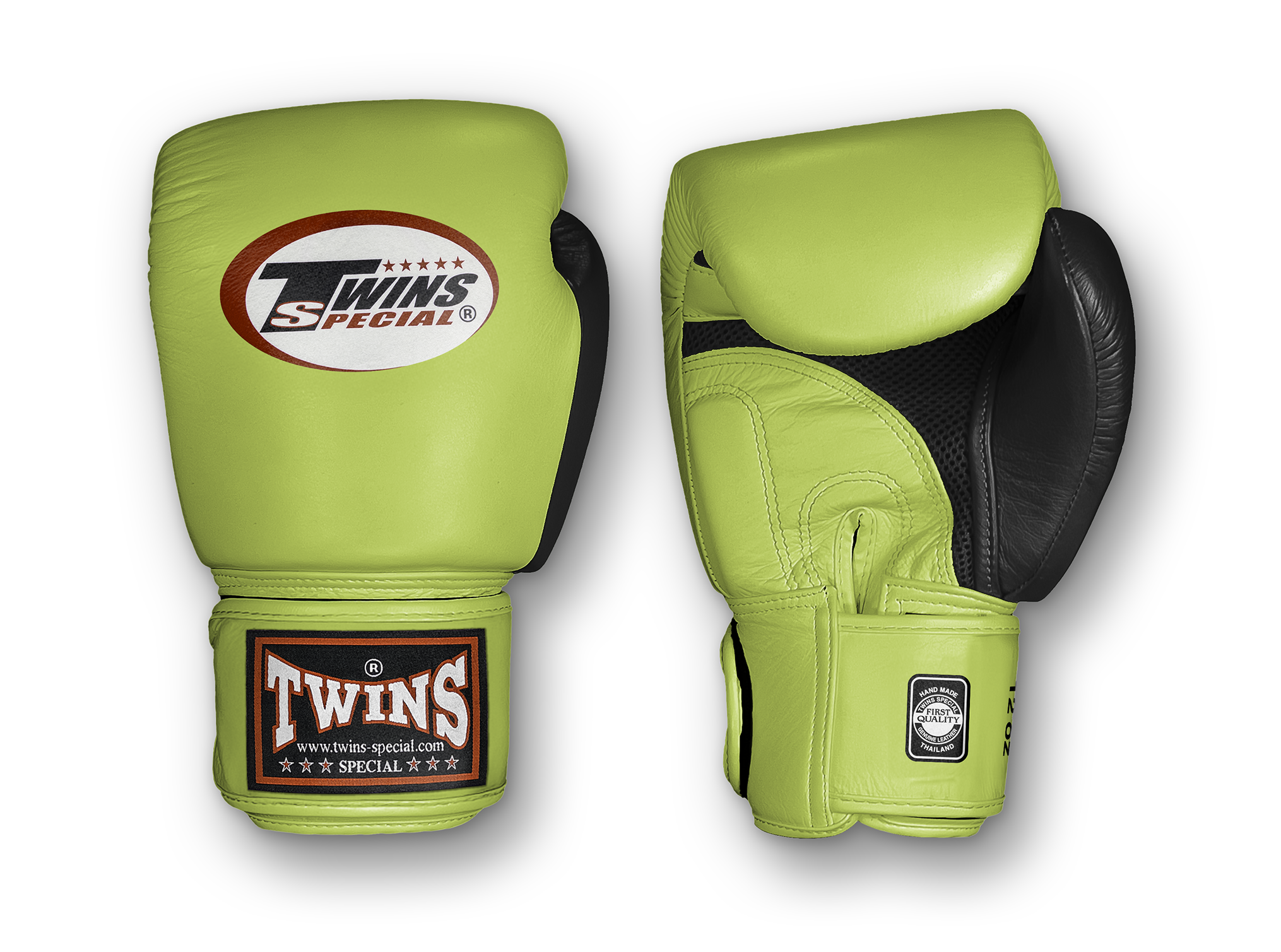 TWINS Boxing Gloves Air Velcro- Premium Leather - Black and Blue, Red, Brown, Lime Green, Lavender